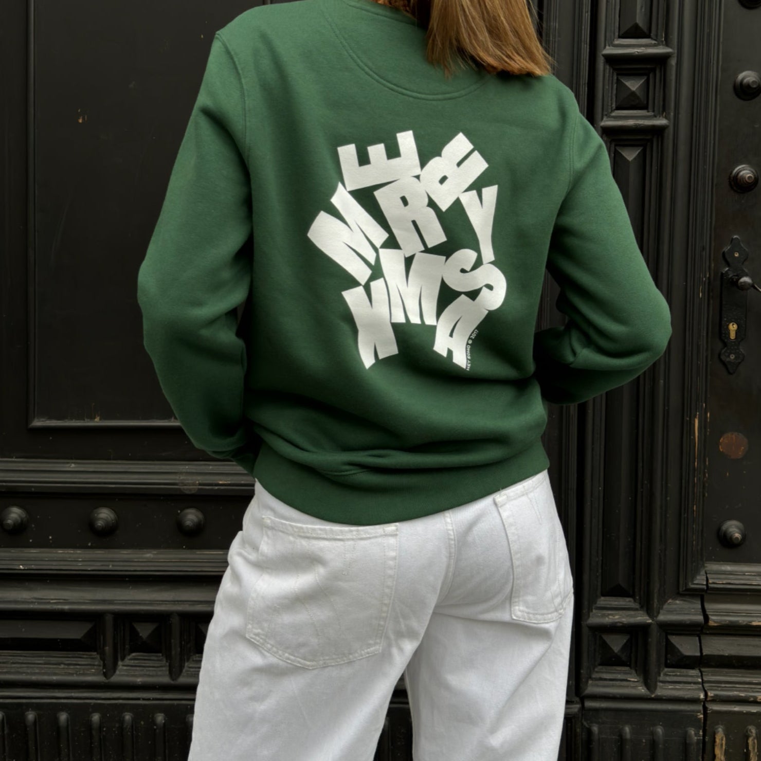hey soho Sweater "Merry XMAS" Grün