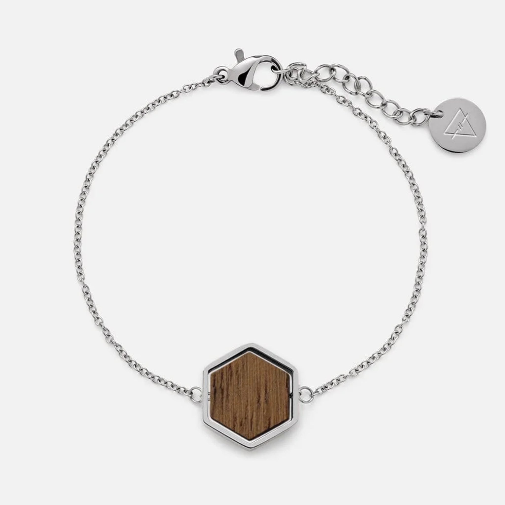KERBHOLZ Armband "HEXA BRACELET" Walnut Shiny Silver