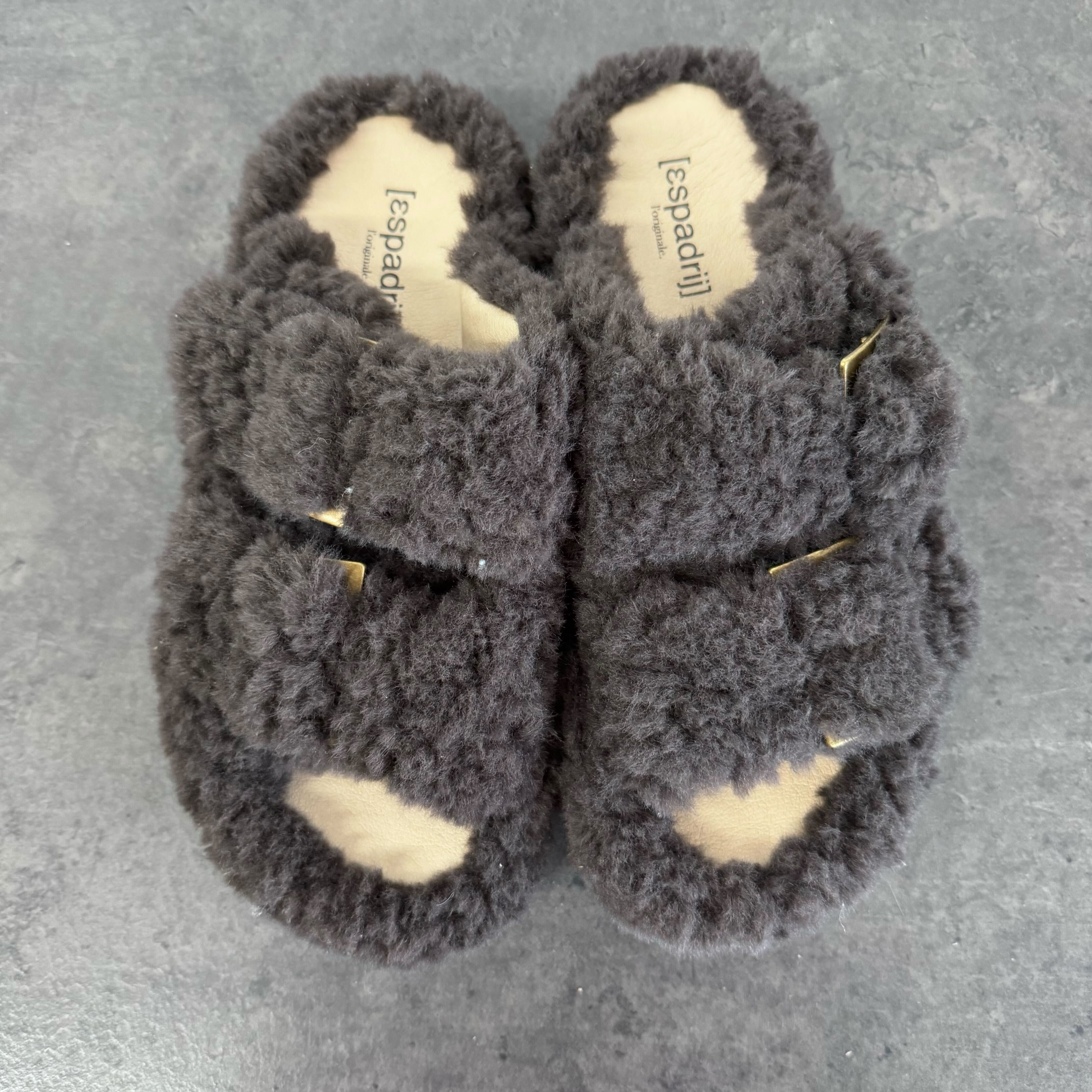Espadrij l´originale Hausschuh "CLAQUETTE FUZZY" 38 Dunkelbraun