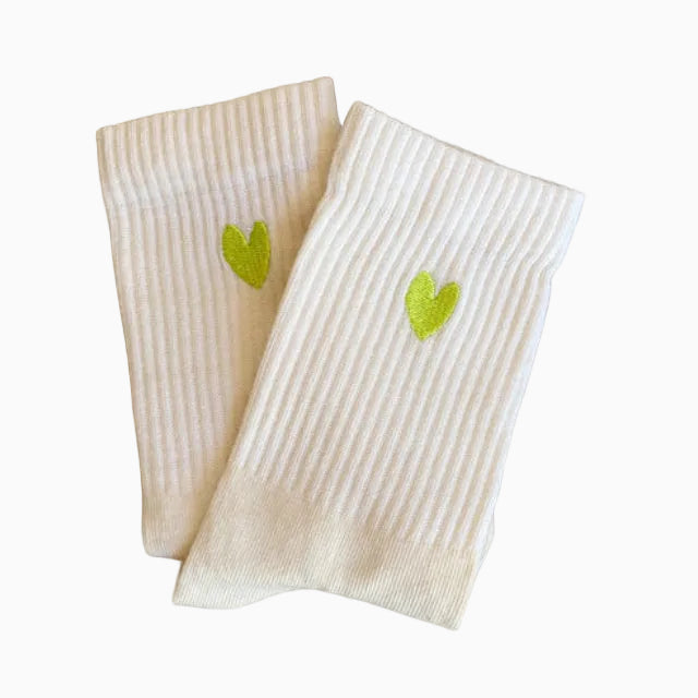Jutelaune Socken "Green Heart" Offwhite Green