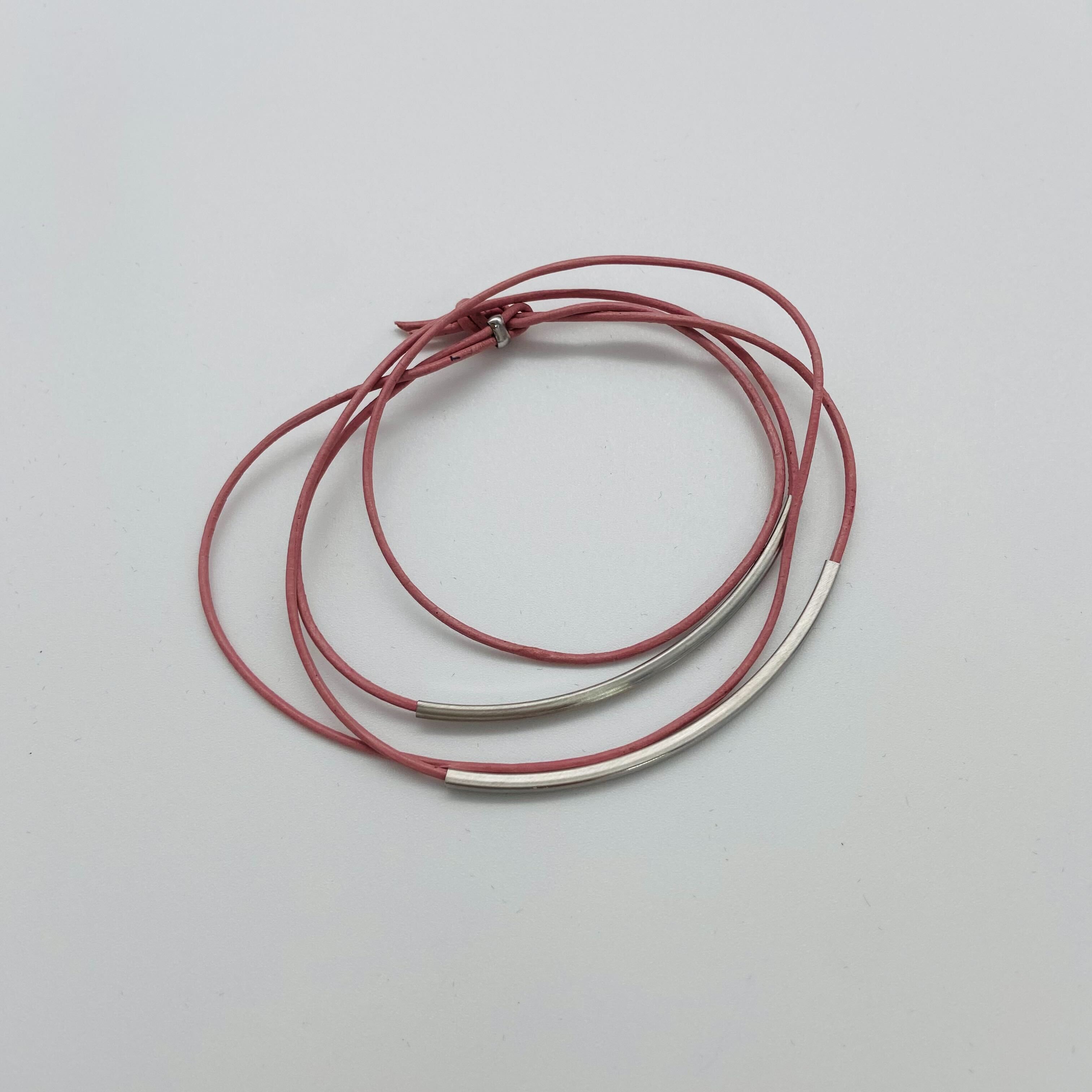 pikfine Lederarmband "Tingval" Rosa Silber