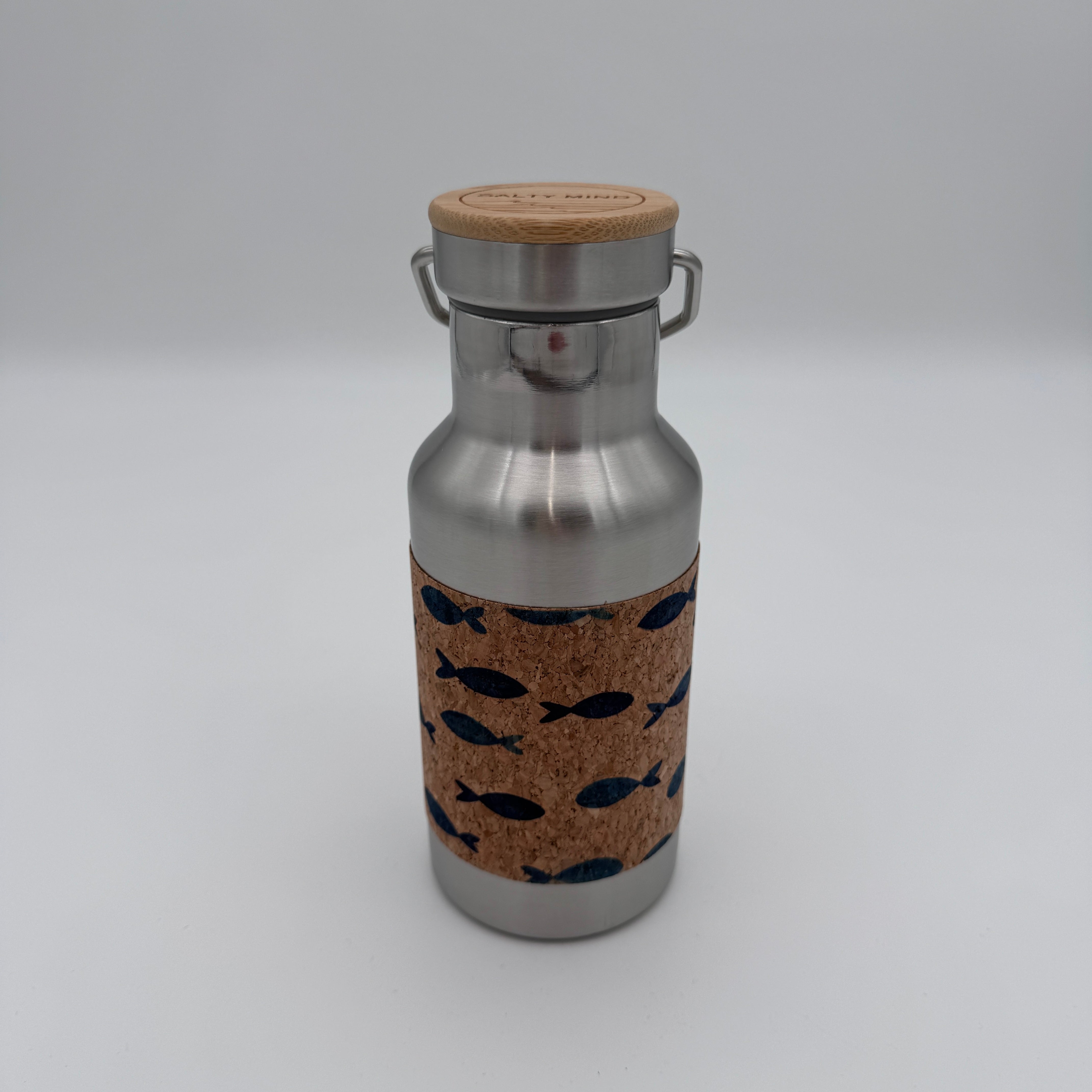 Salty Mind Edelstahltrinkflasche mit Korkummantelung - Dritte Wahl 350 ml Fische (Print)