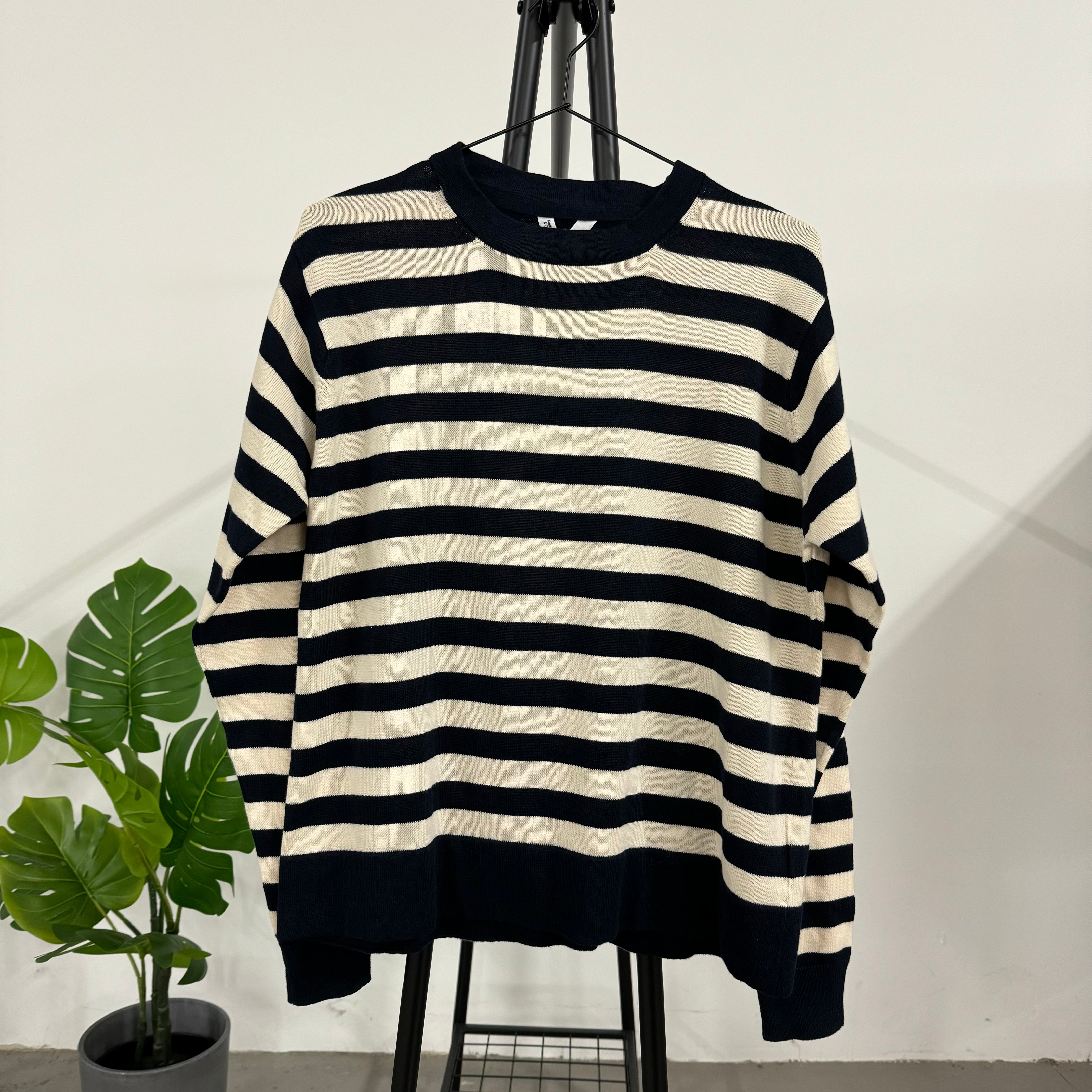 MELA Damen Feinstrick-Pullover "ILA" - Dritte Wahl L Navy Cream gestreift