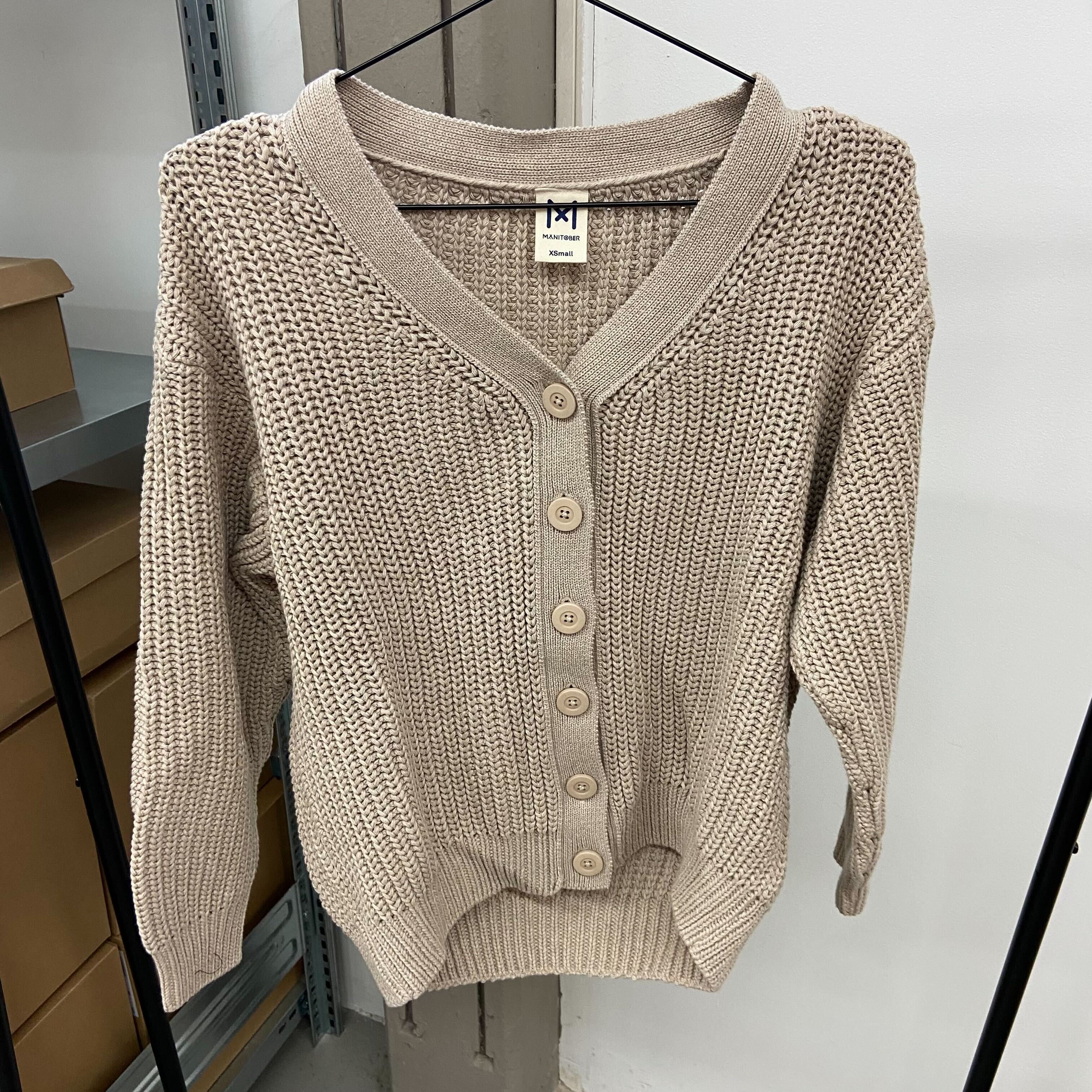 Manitober Unisex Oversize Strickjacke Ecru