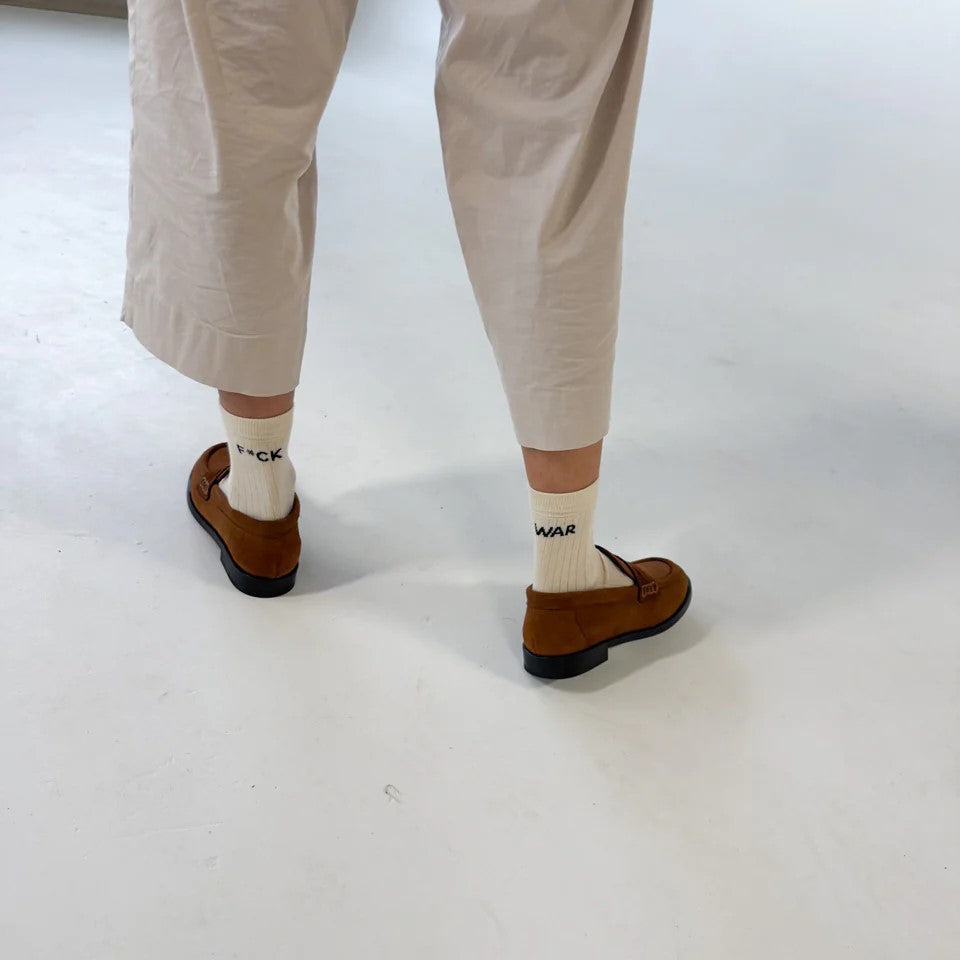 Jutelaune Socken "F*ck Krieg" Onesize Weiß