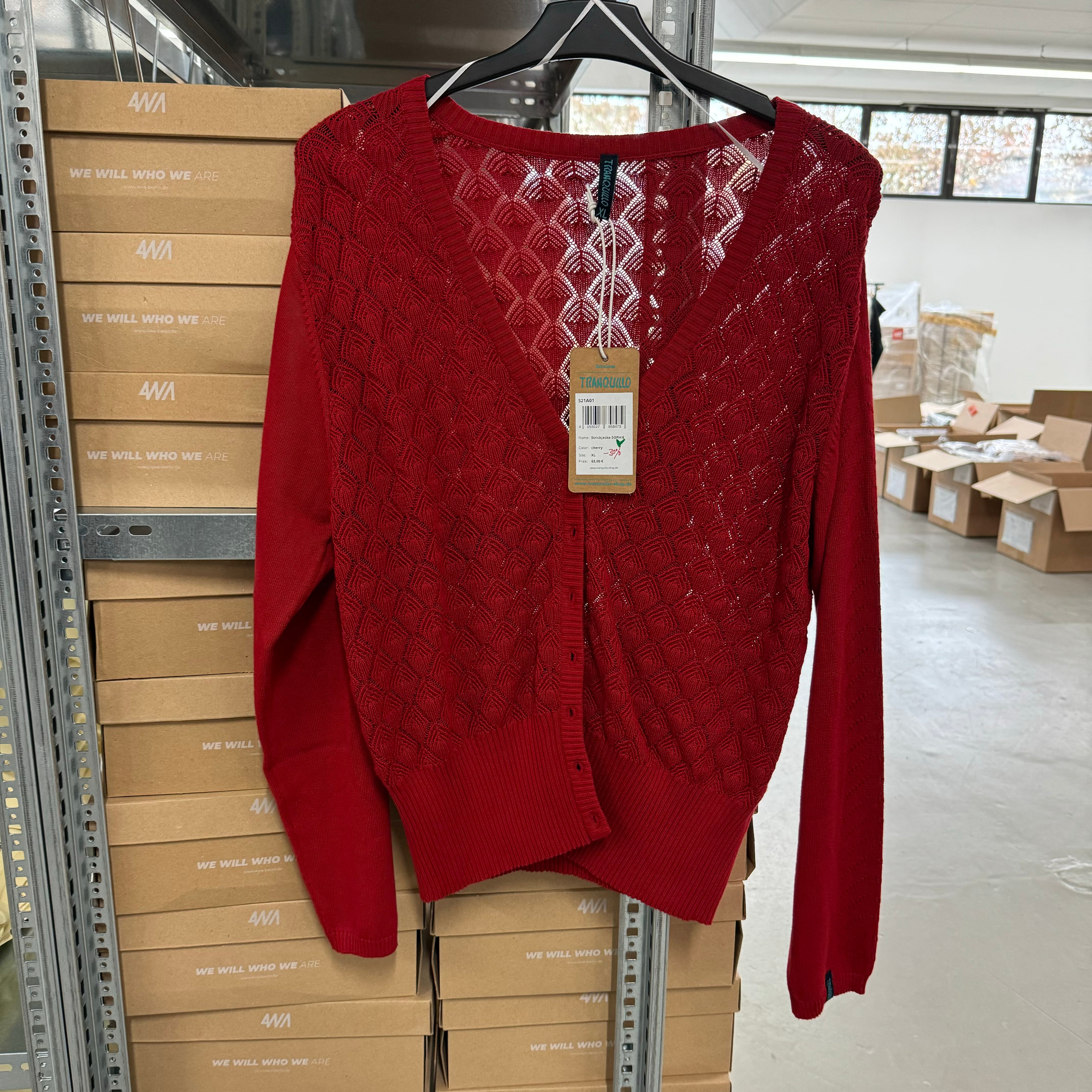 TRANQUILLO Strickjacke "Sophie" - Rot / XL