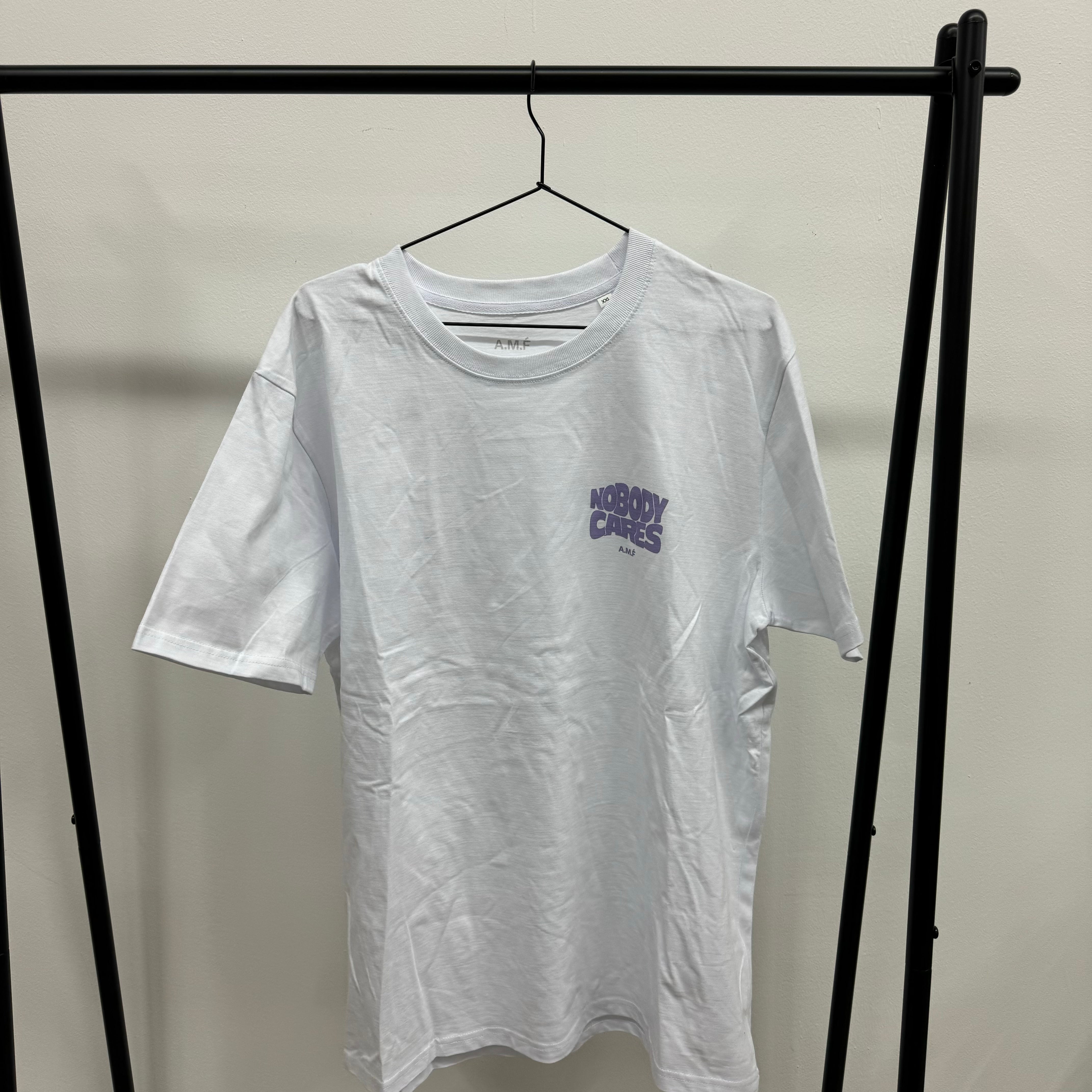 hey soho T-Shirt "AMF - Nobody cares" Weiß Flieder