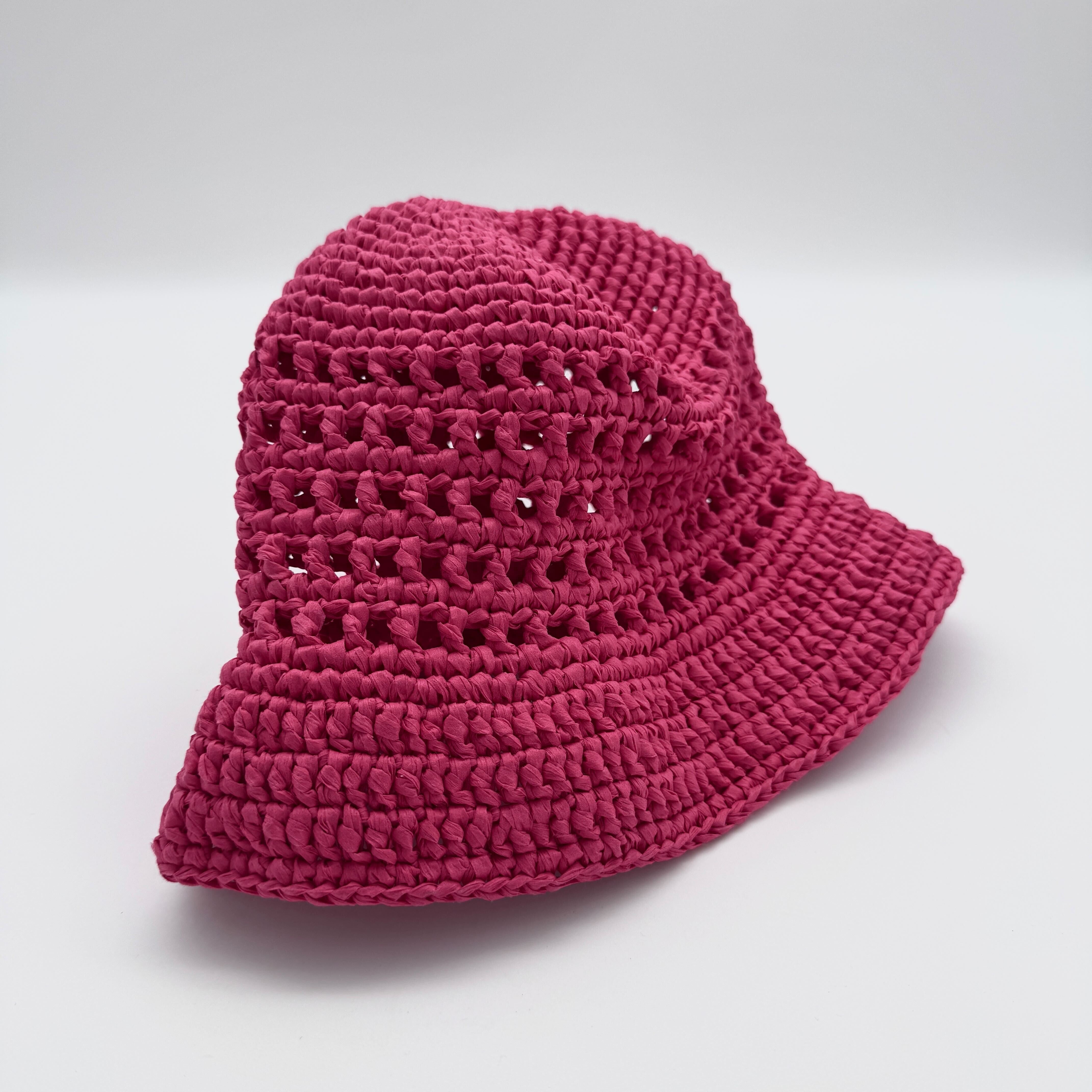 Espadrij l´originale Damen Hut "RAPHIA HAT CROCHET" One Size Pink