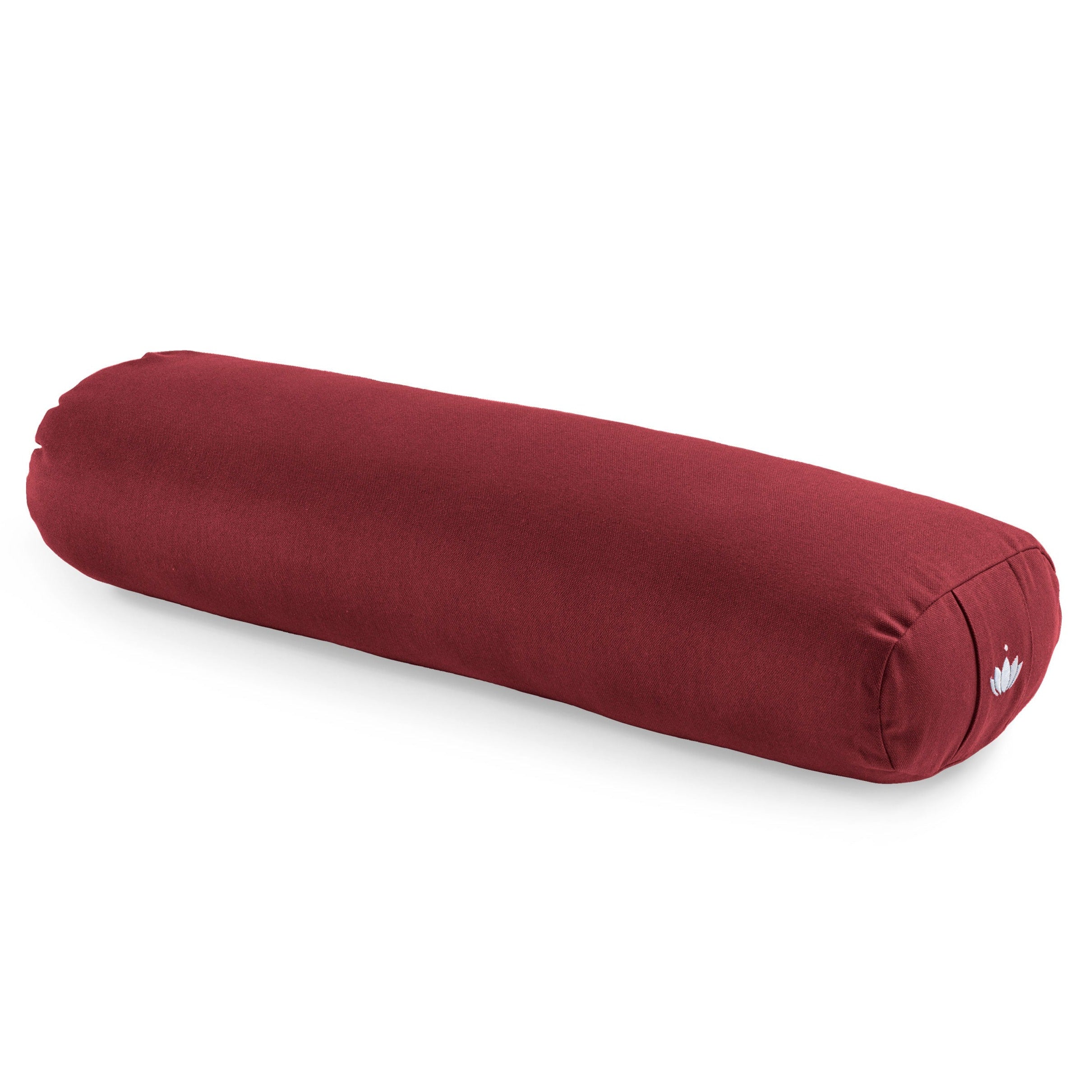 Rote, zylindrische Nackenrolle auf weißem Hintergrund.