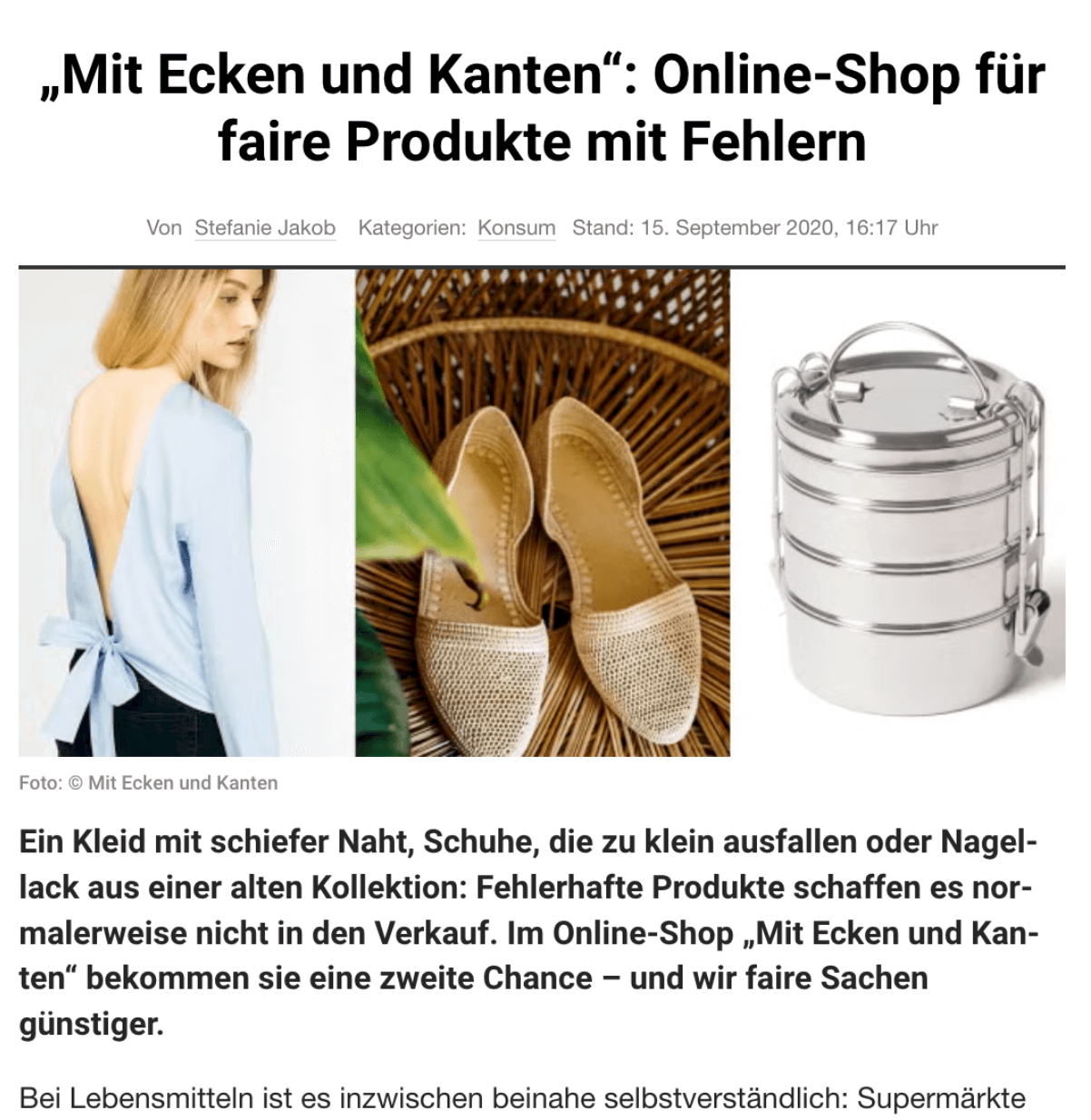 Dreigeteiltes Bild: Frau in blauem Kleid, geflochtene Schuhe und Stapel von Edelstahl-Lunchboxen.