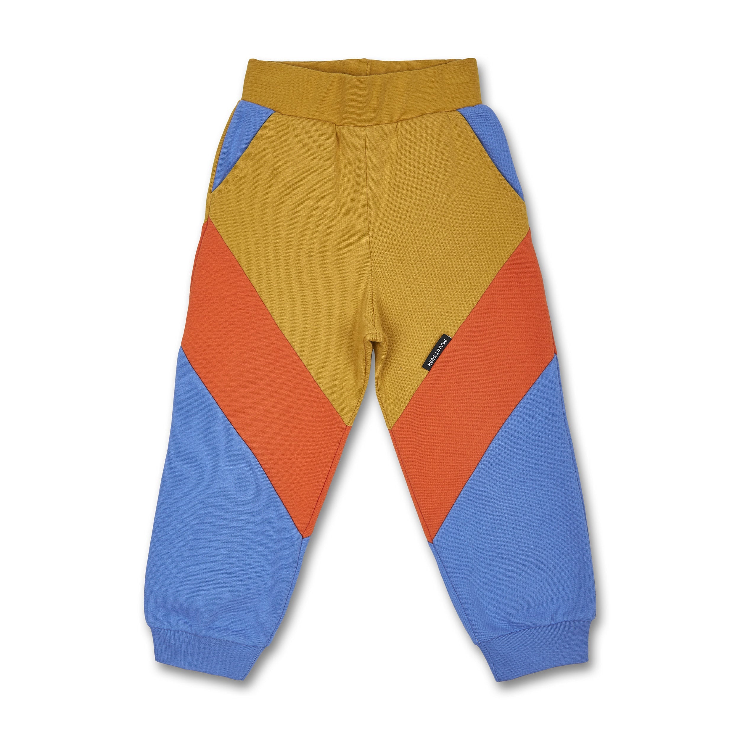 Manitober Kinder Jogginghose "Cut & Sew" 110 116 Blue Khaki Orange