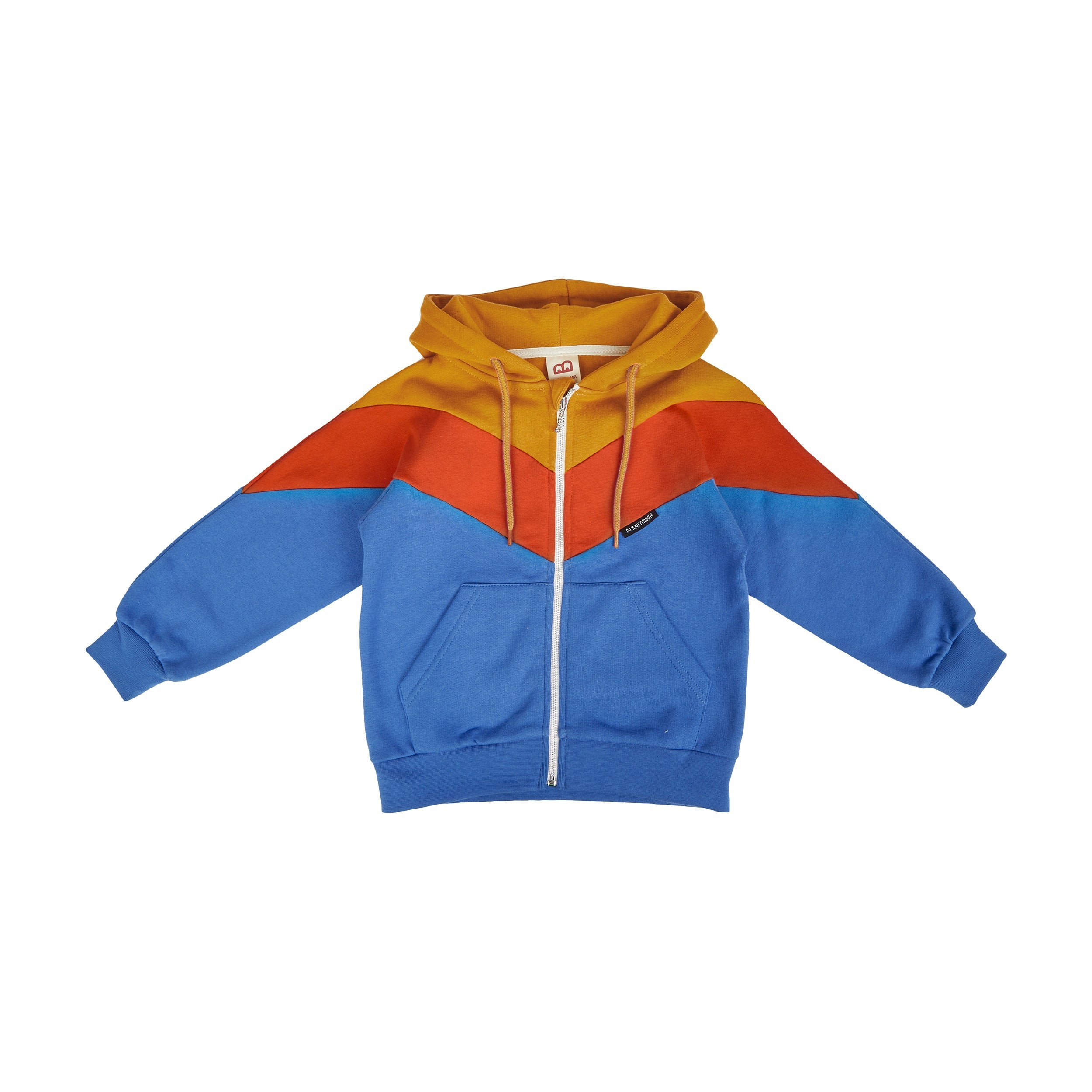 Manitober Kinder Sweatjacke "Cut & Sew" 134 140 Blue Khaki Orange