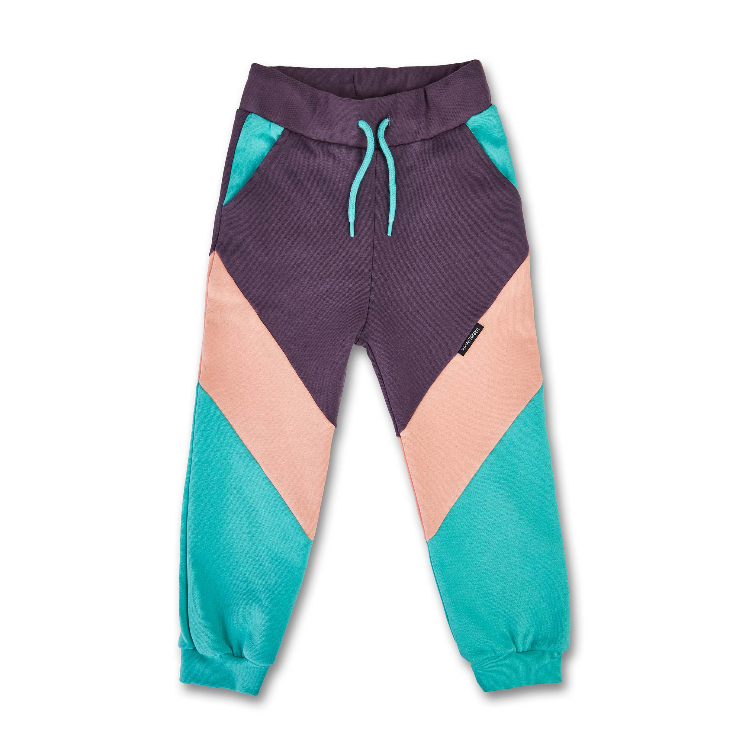 Manitober Kinder Jogginghose "Cut & Sew" 86 92 Mint Apricot Aubergine