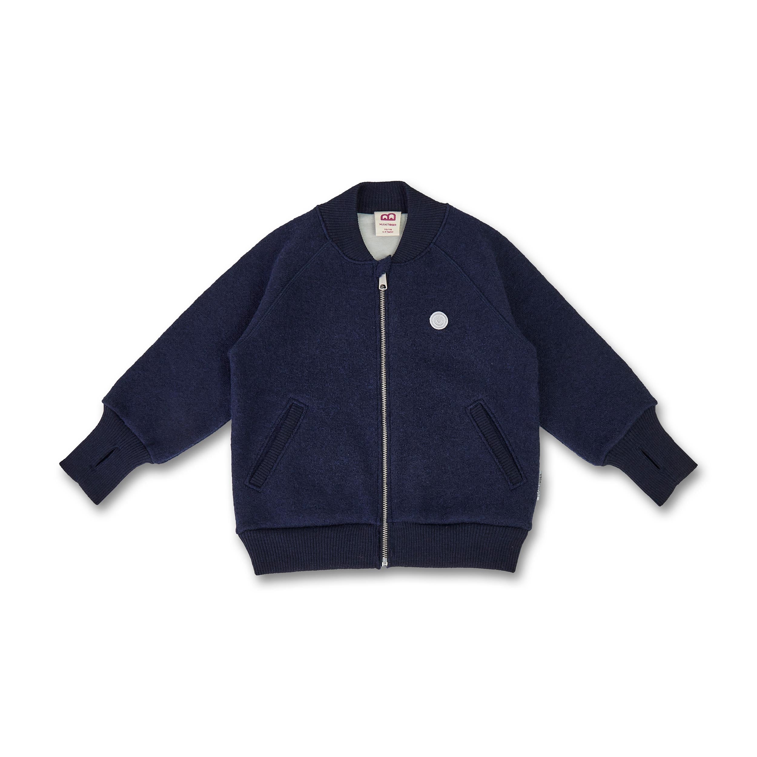 Manitober Kinder Wollwalk Bomber Jacke Navy