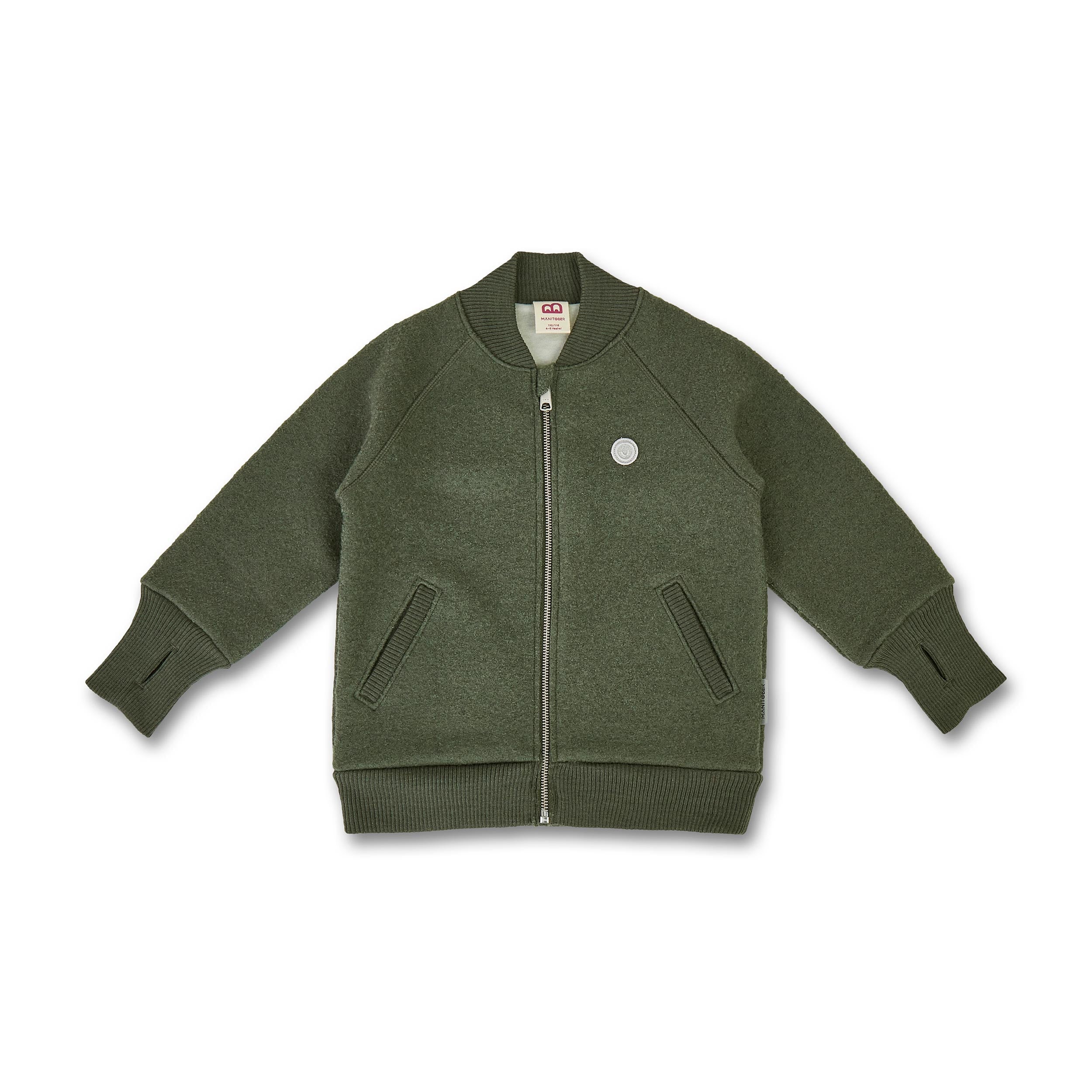 Manitober Kinder Wollwalk Bomber Jacke 146 152 Olive