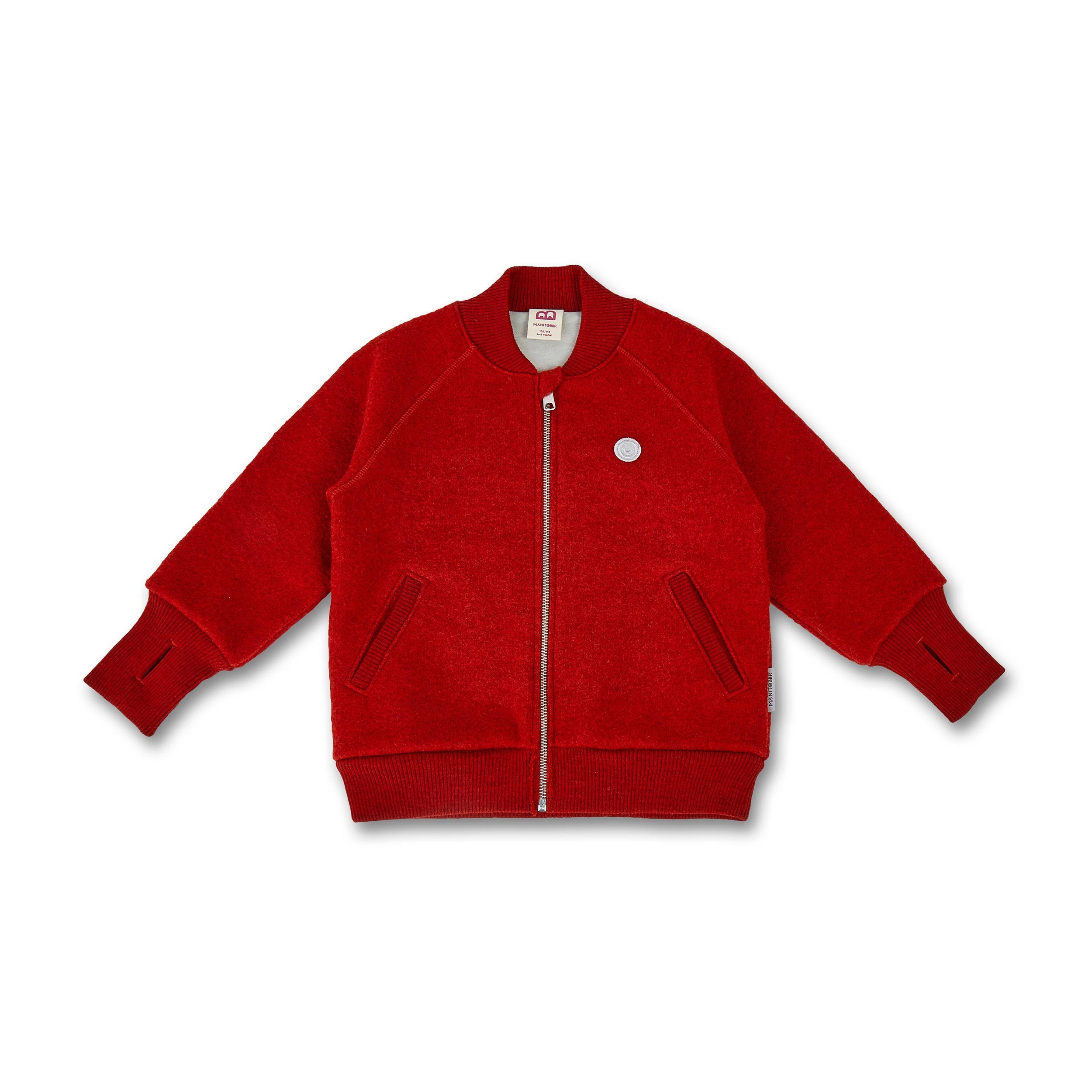 Manitober Kinder Wollwalk Bomber Jacke 134 140 Red