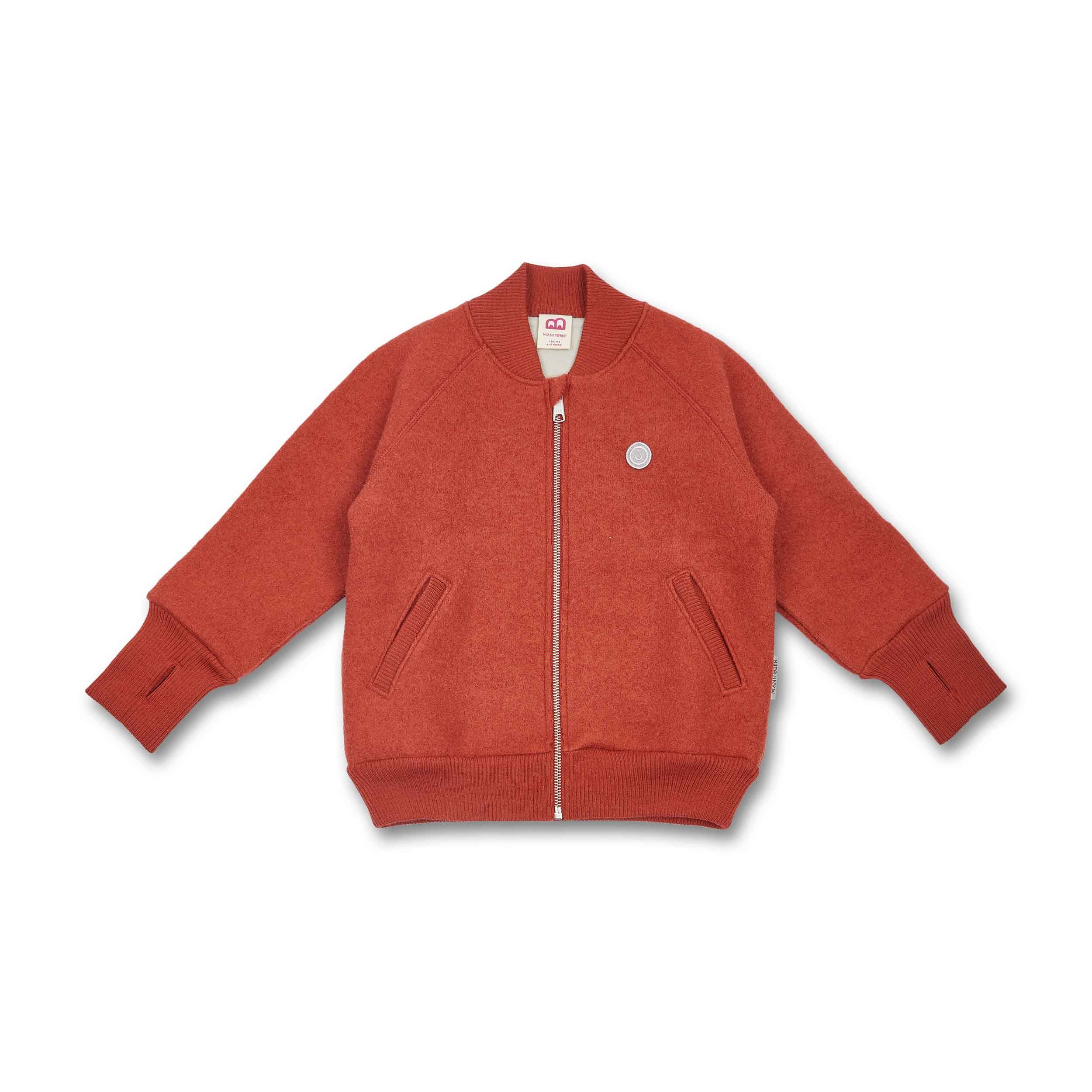 Manitober Kinder Wollwalk Bomber Jacke Rust