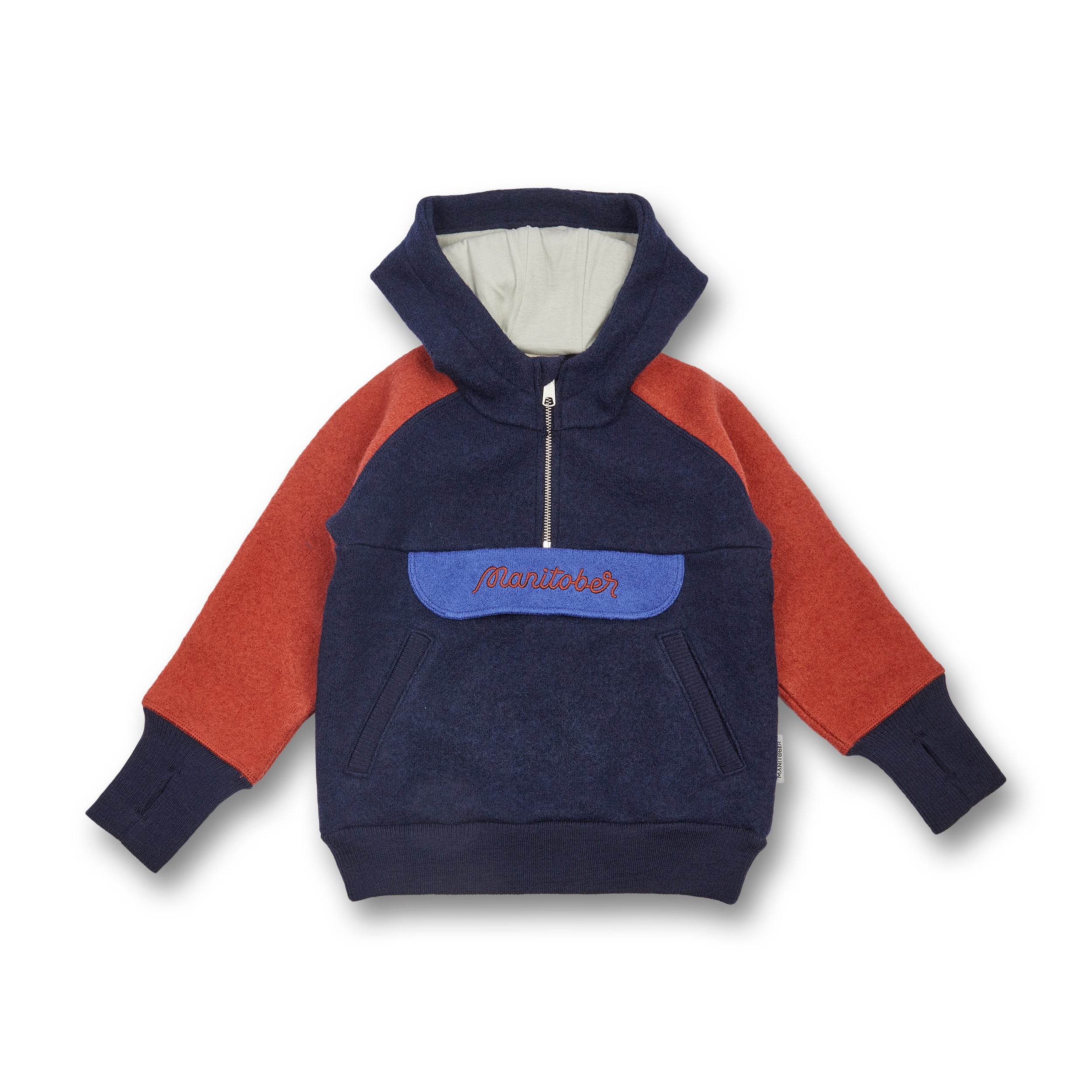 Manitober Kinder Wollwalk Hoody 86 92 Blue Rust