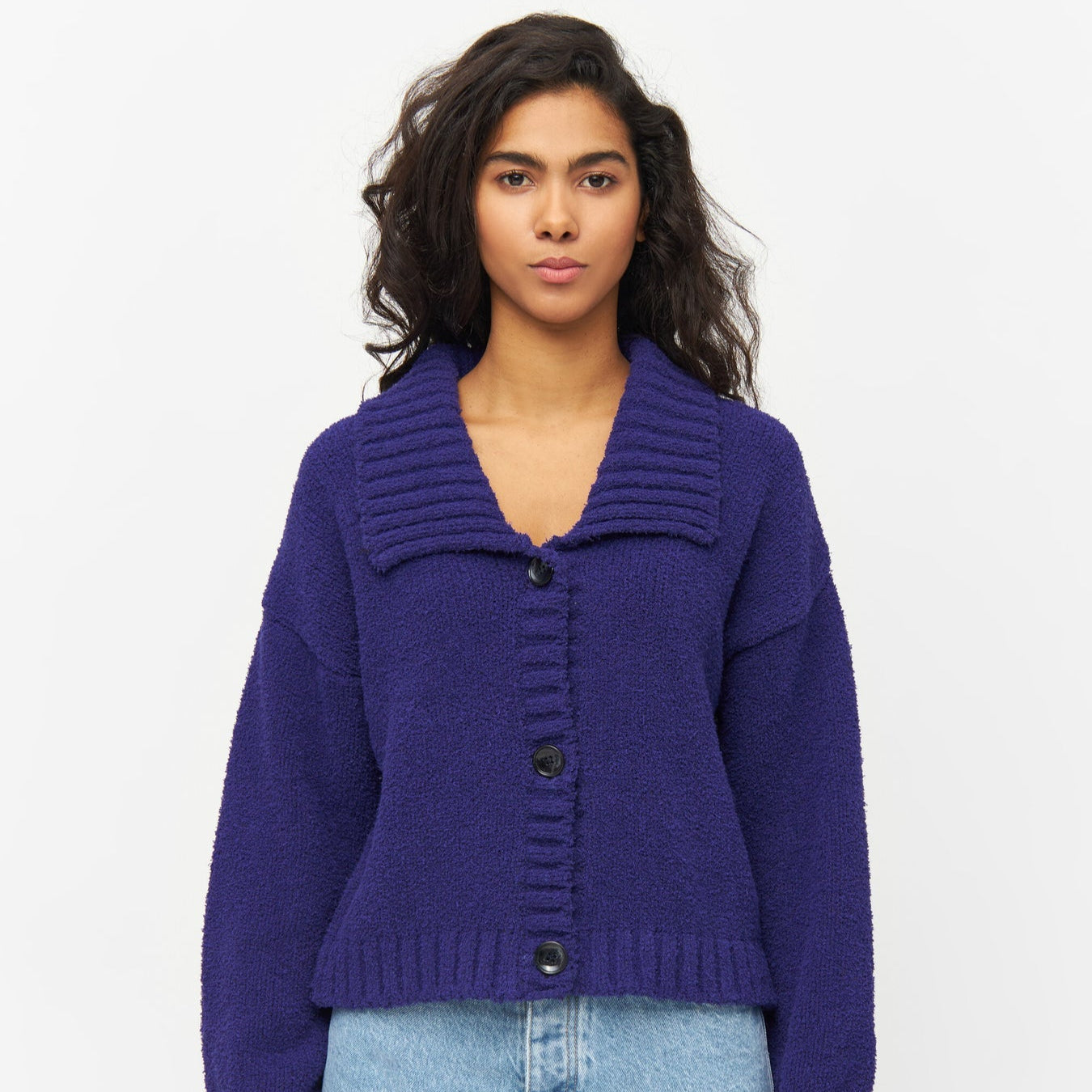 KnowledgeCotton Apparel Cardigan "Mouline" M Deep Purple