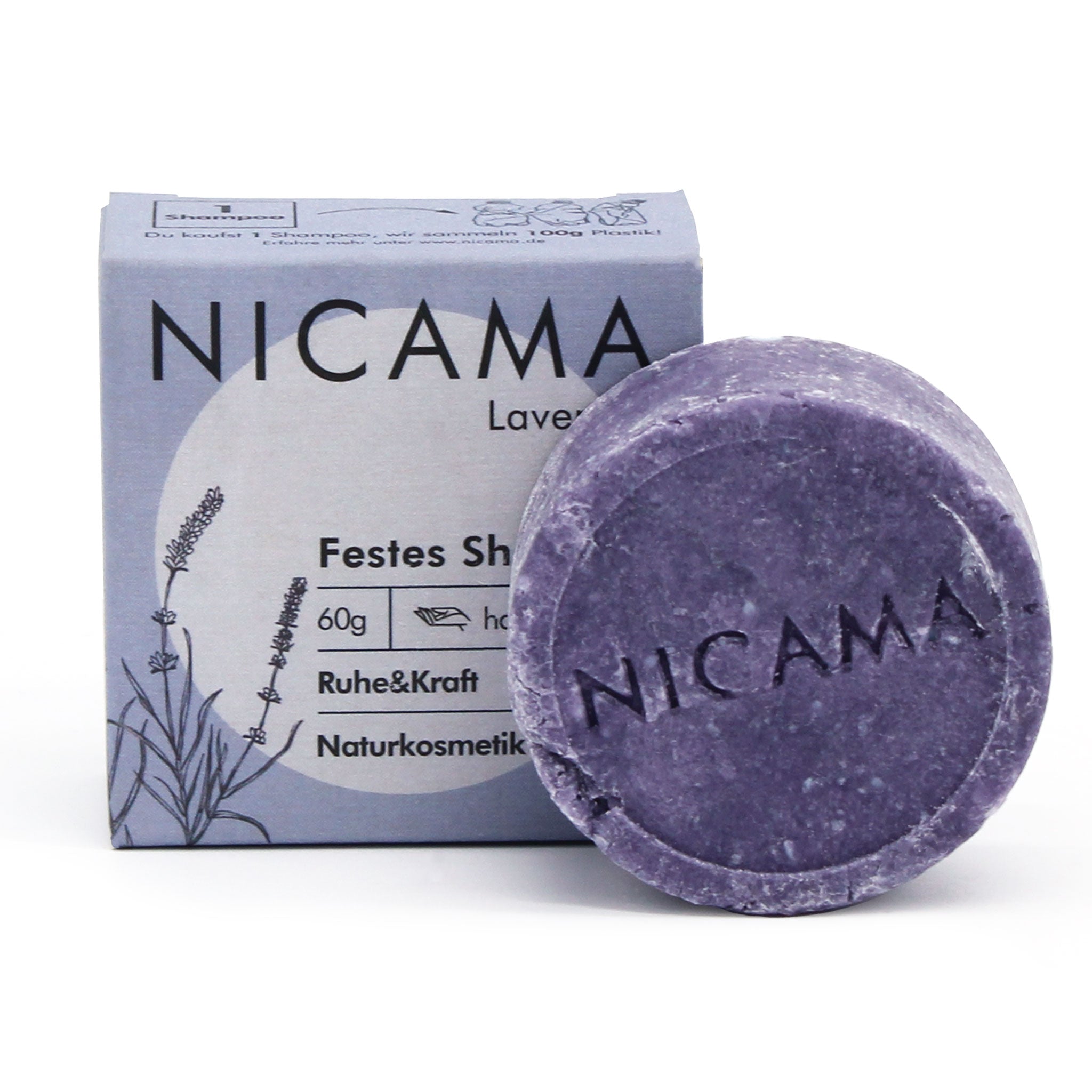 NICAMA Festes Shampoo 60 g Lavendel