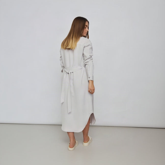NINA REIN Hemdblusenkleid aus Lyocell in Hellgrau
