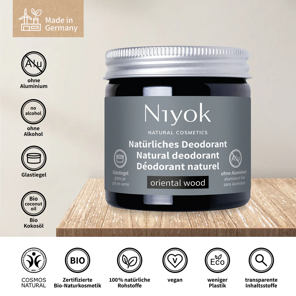 Niyok 2 in 1 anti-transpirante Deocreme "Oriental Wood" 40 ml