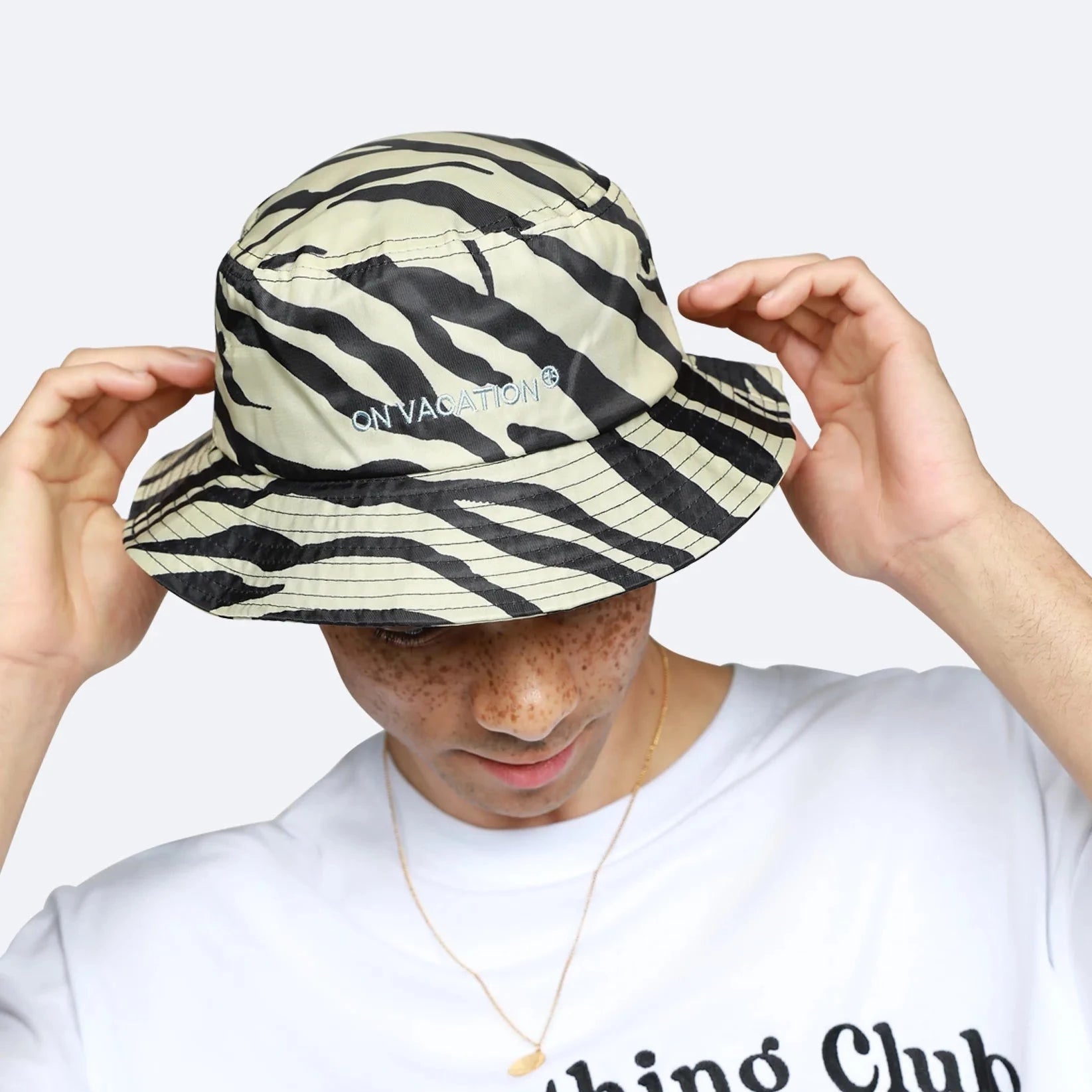 On Vacation Bucket Hat "Zebra" One Size Black Brown