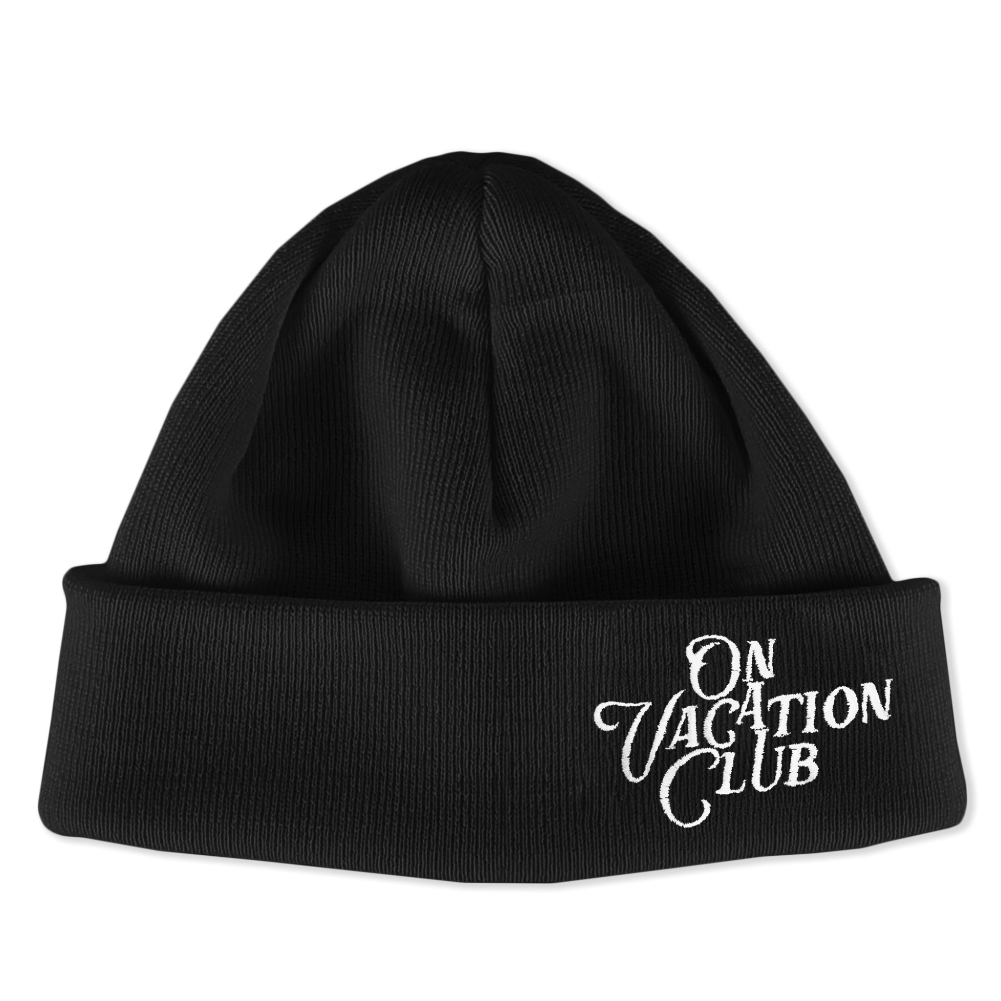 On Vacation Beanie "Calligraphy" One Size Black