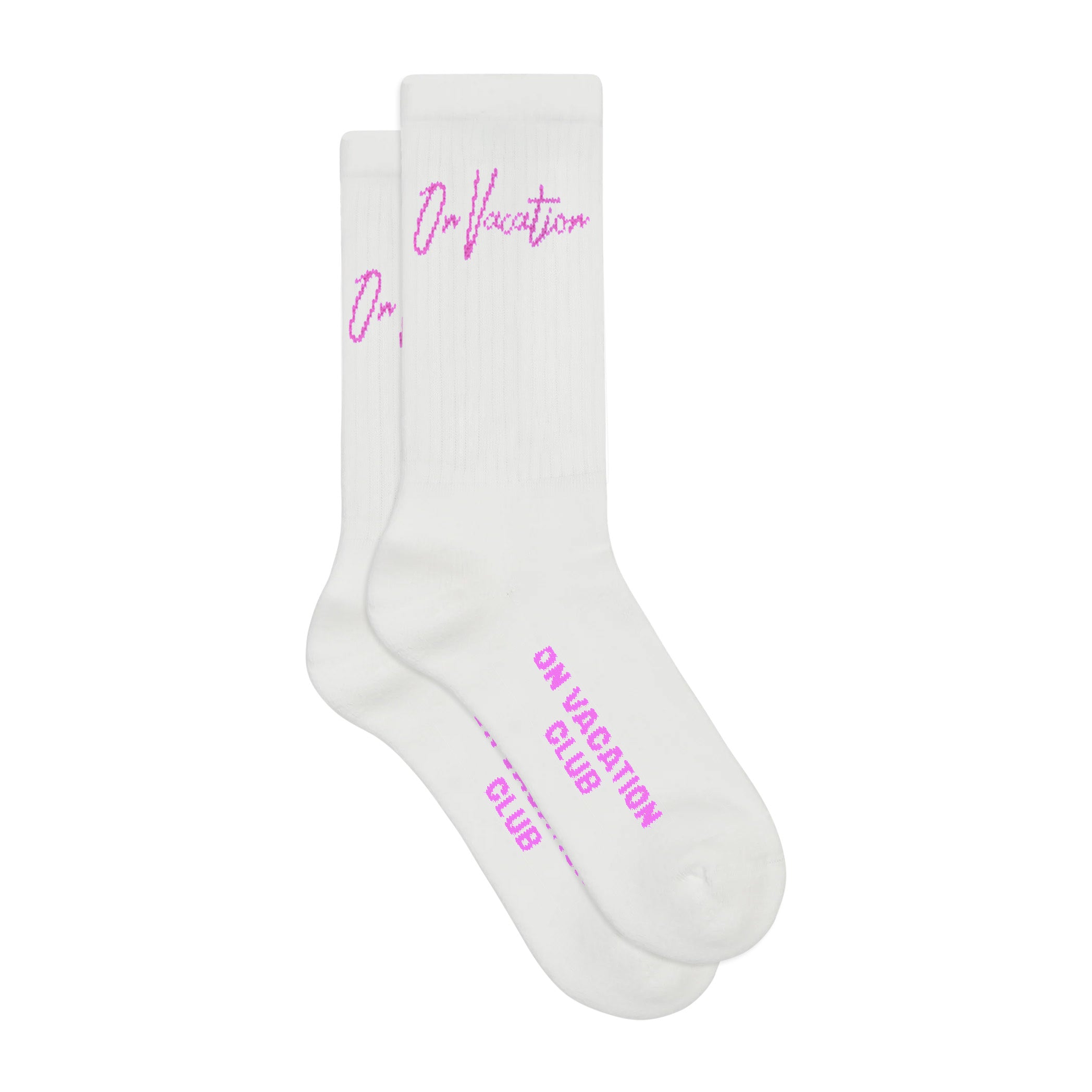 On Vacation "Signature" Tennis Socks White Pink