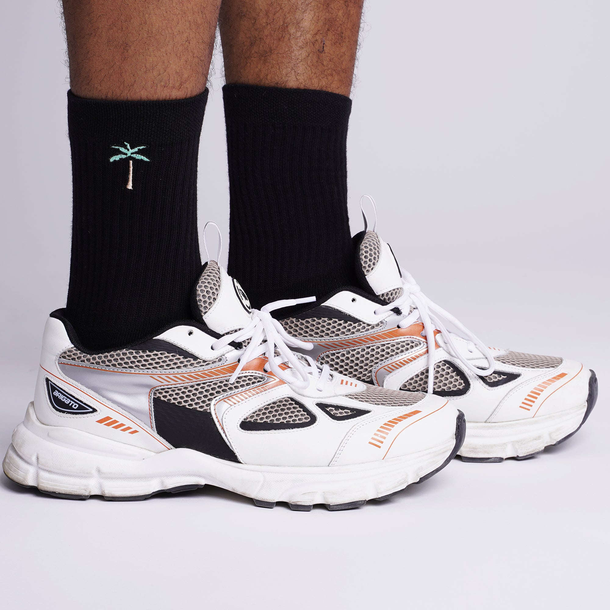 On Vacation Retro Palms gestickte Tennis Socken-schwarz 39-42