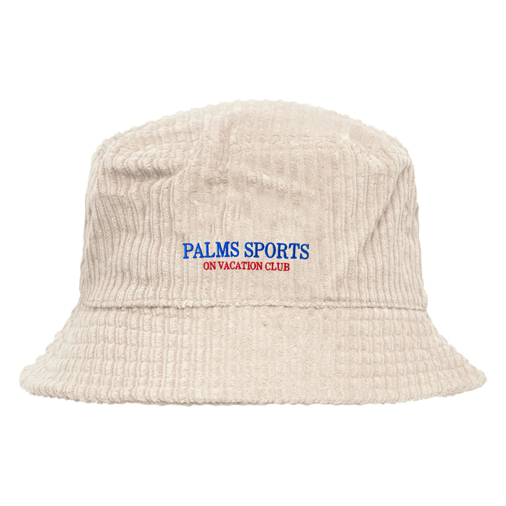 On Vacation Corduroy Bucket Hat "Palms Sports" One Size Natural