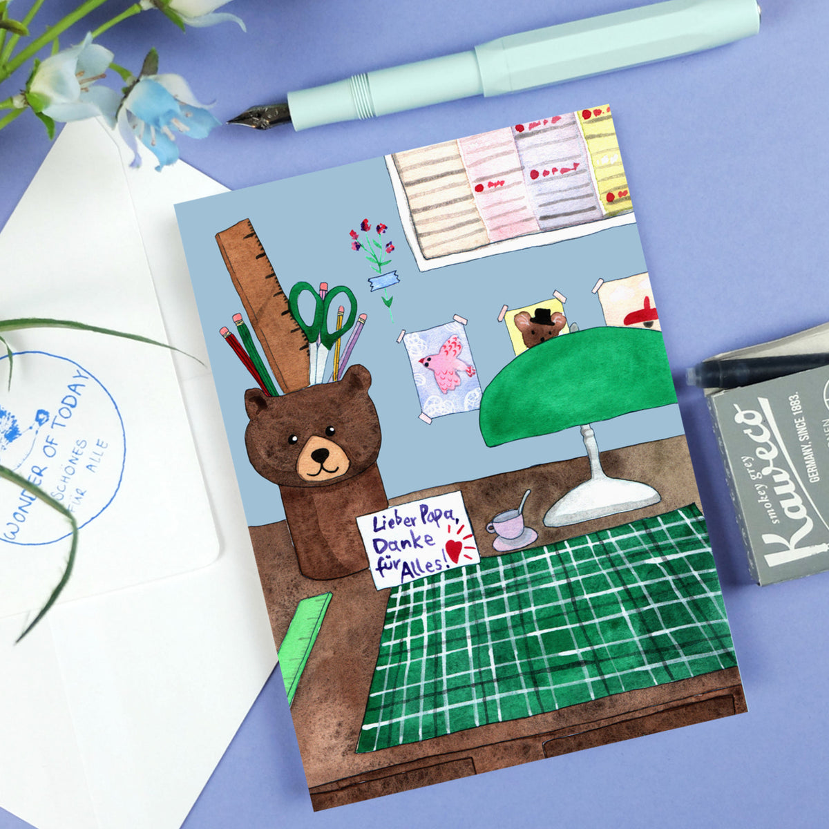 wonder of today Postkarte Danke Papa Schreibtisch DIN A6