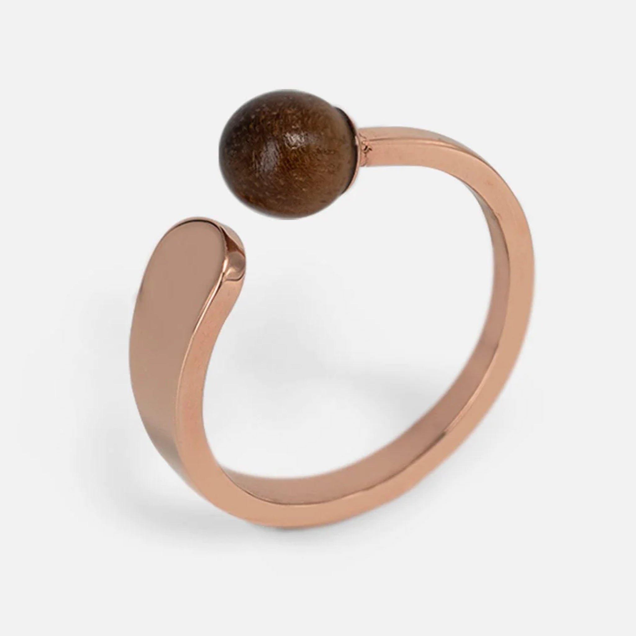 KERBHOLZ Ring "PEARL RING" Rosegold & Walnuss