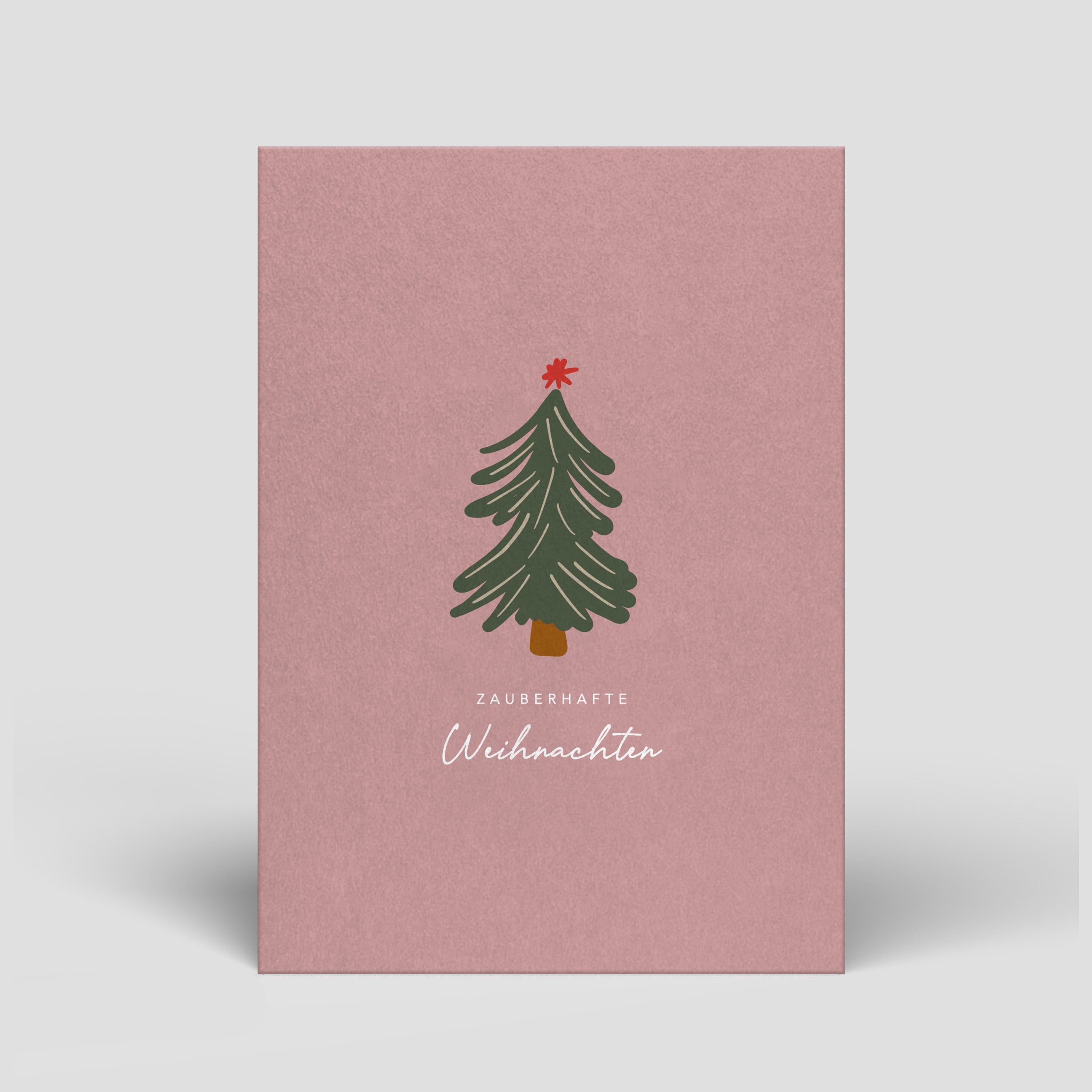 Naturbedacht Weihnachtskarten DIN A6 Tannenbaum auf rosa Hintergrund (Nr. 1)