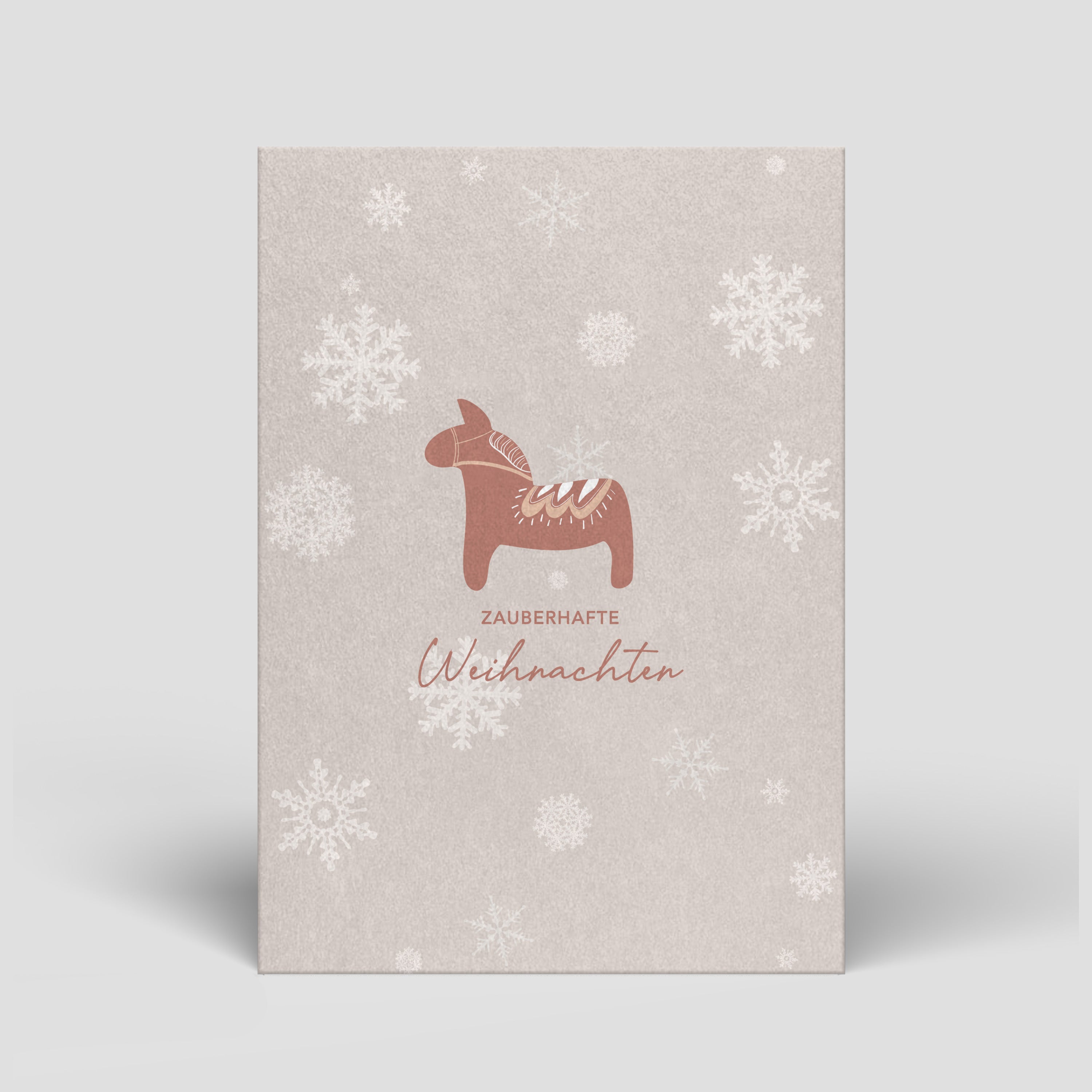 Naturbedacht Weihnachtskarten DIN A6 Dalapferd mit Schneeflocken (Nr. 15)