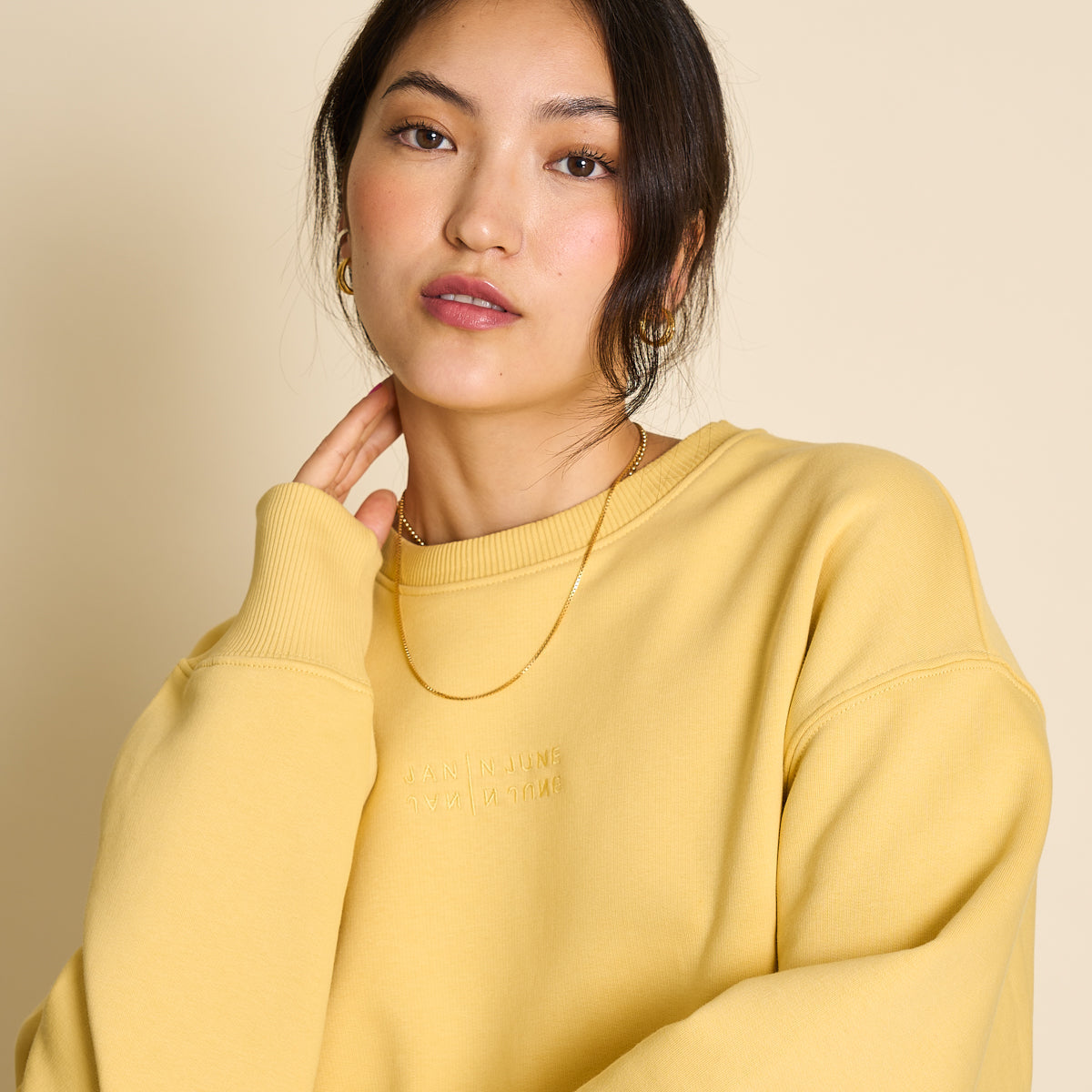 JAN N JUNE Sweatshirt "FEB mit Logo" Popcorn