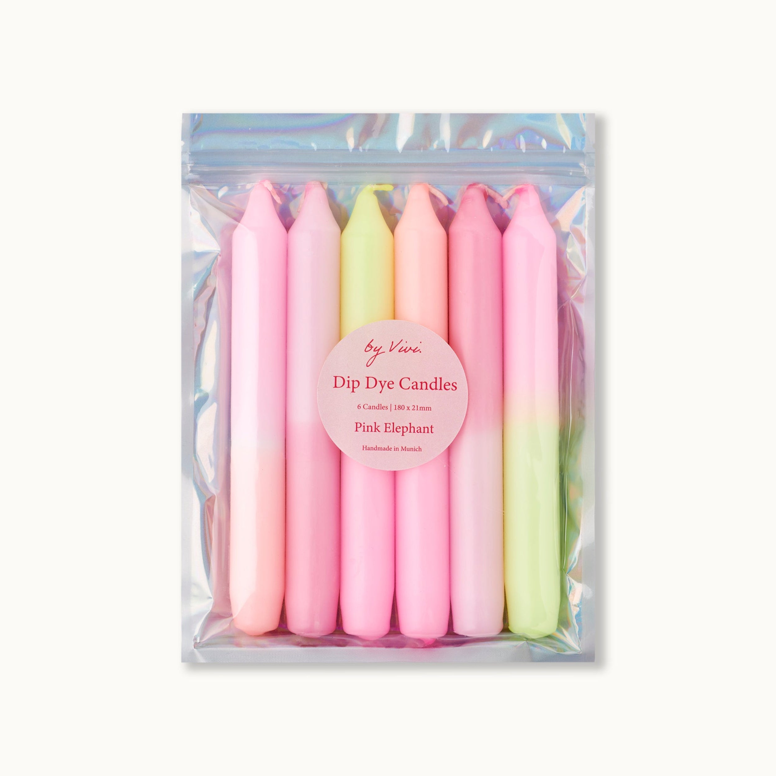 by Vivi Dip Dye Kerzen Set 6-teilig Pink Elephant 18 x 2.2 cm