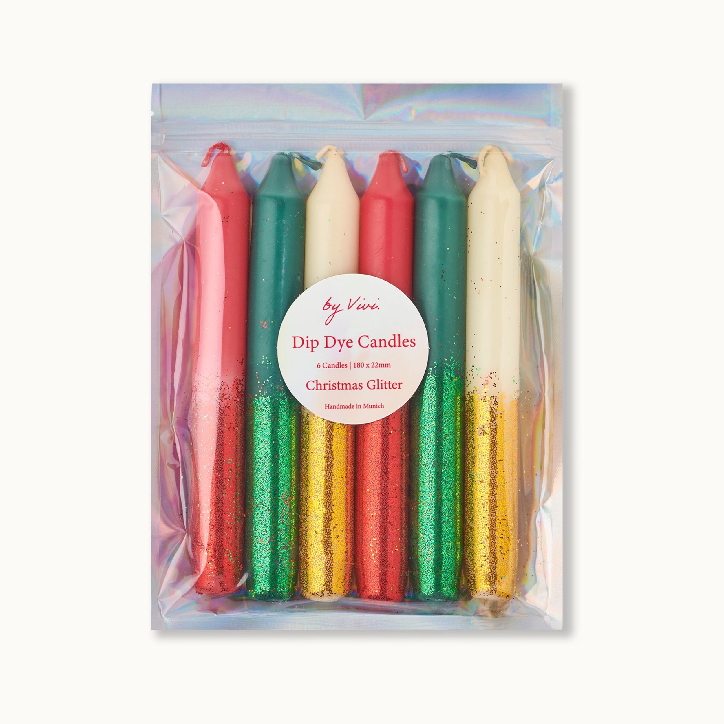 by Vivi Dip Dye Kerzen Set 6-teilig Glitter Christmas Edition 18 x 2.2 cm