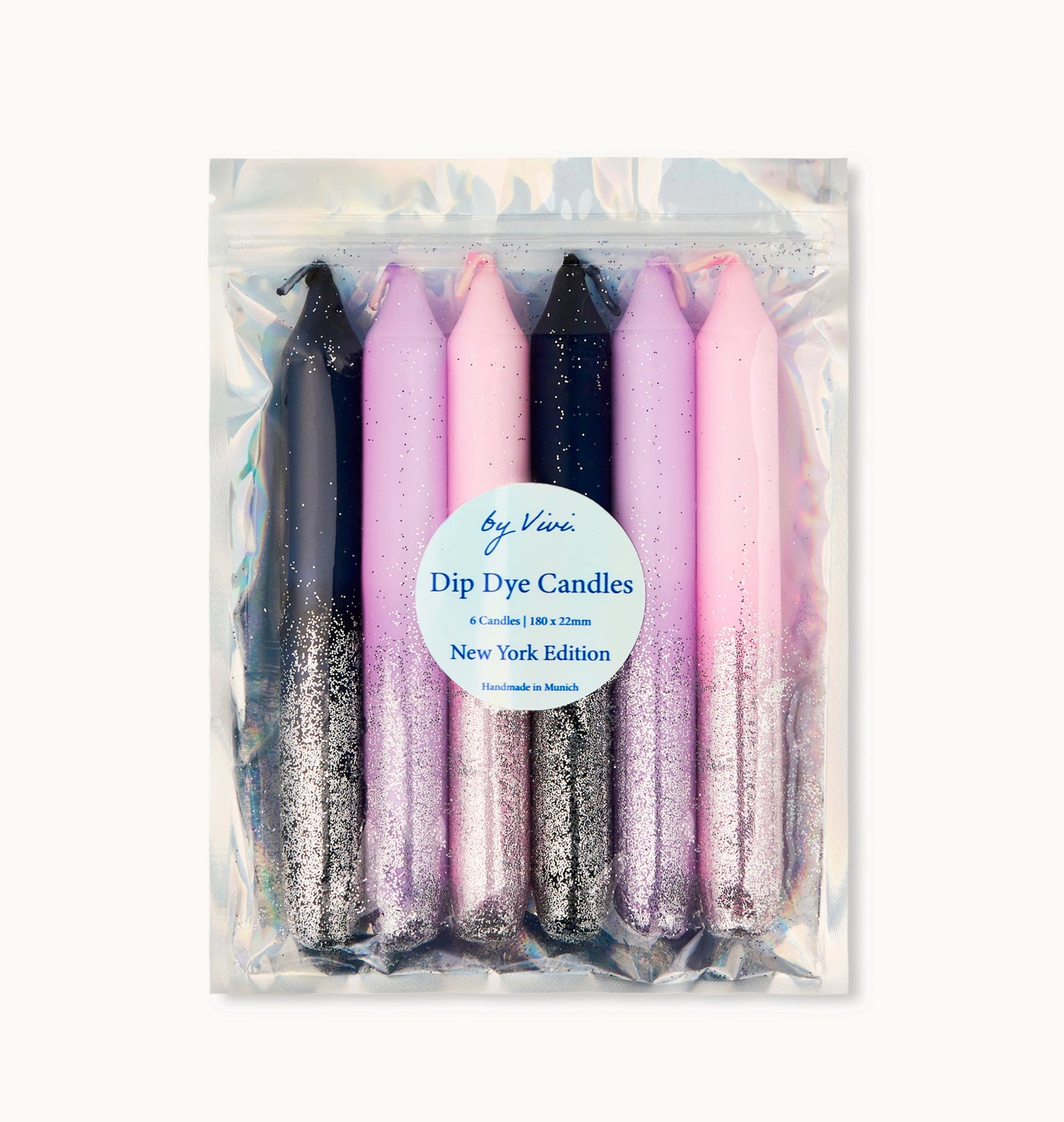 by Vivi Dip Dye Kerzen Set 6-teilig Glitter New York Edition 18 x 2.2 cm