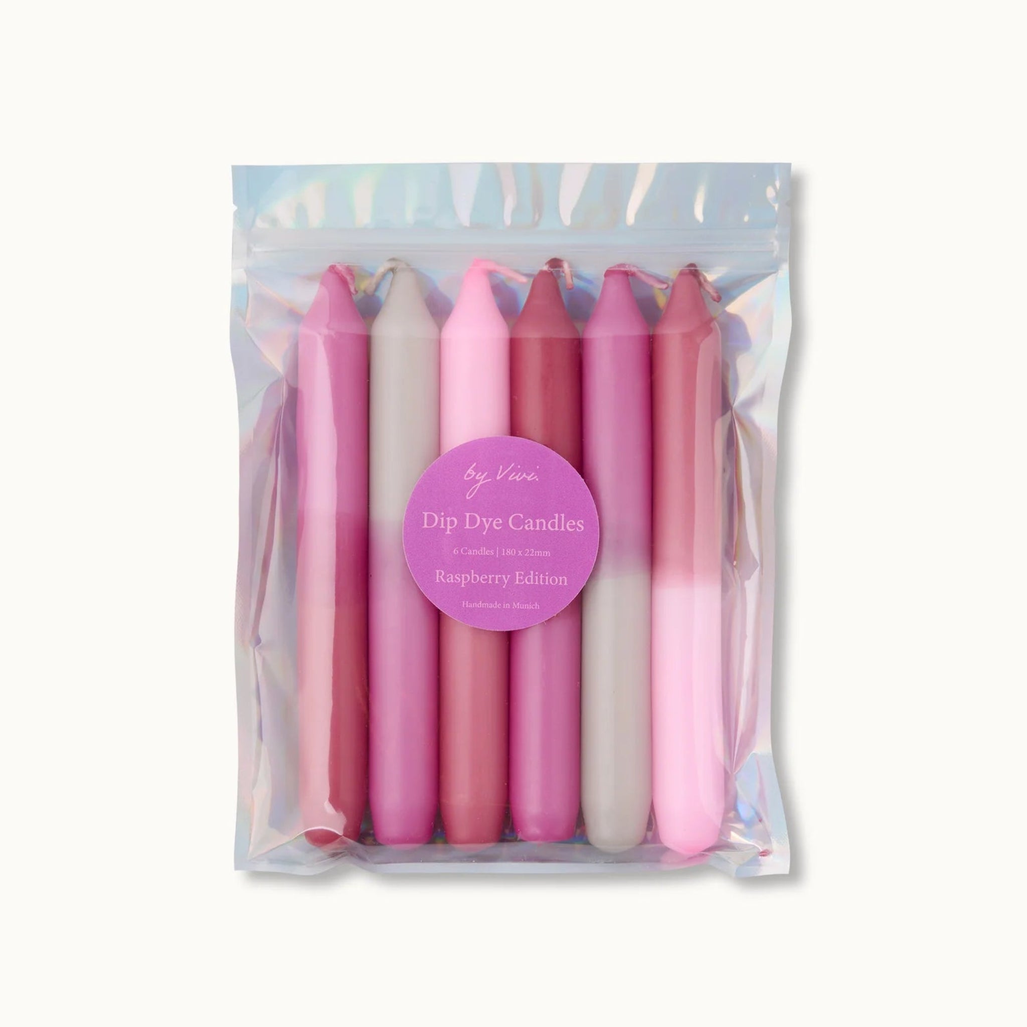 by Vivi Dip Dye Kerzen Set 6-teilig Raspberry Edition 18 x 2.2 cm