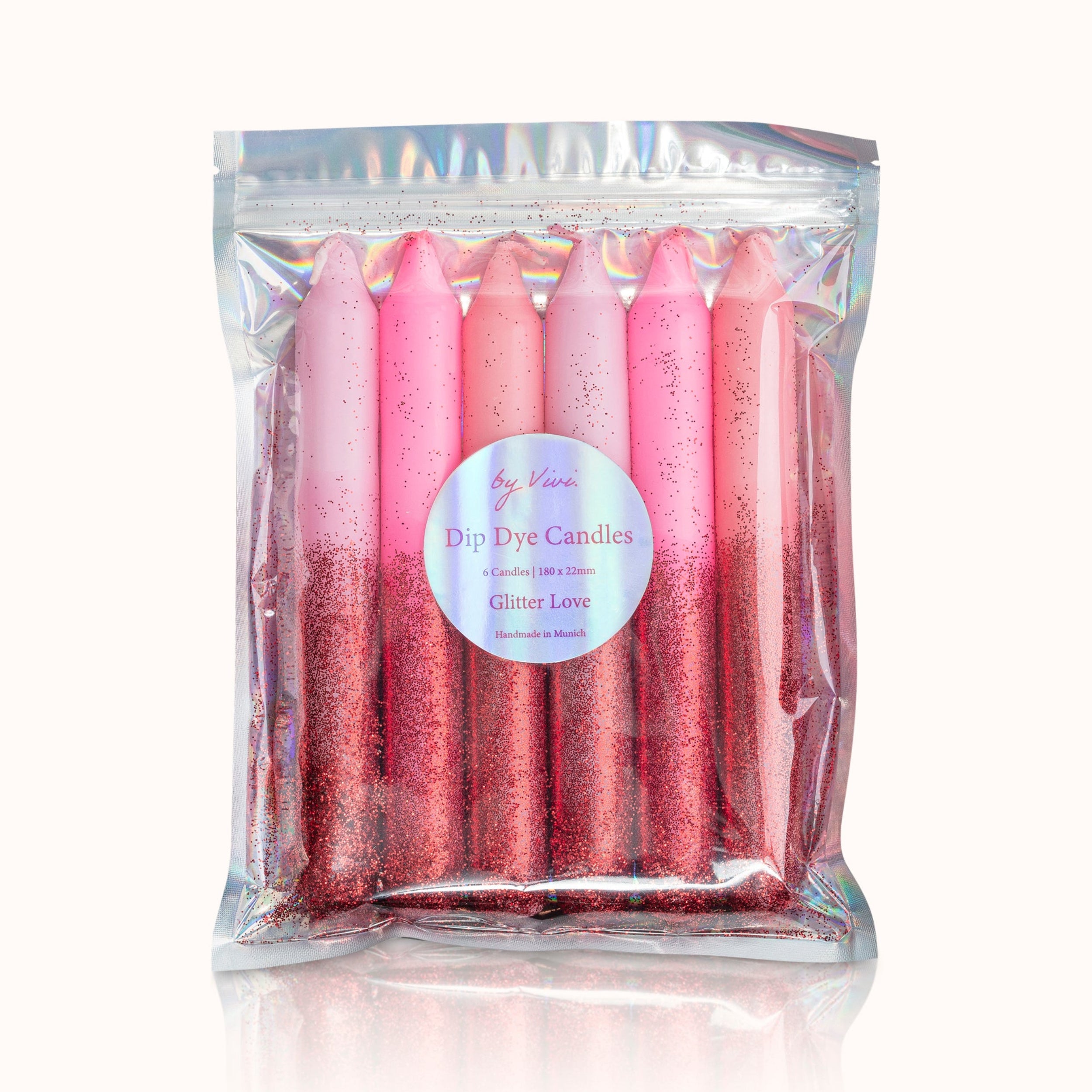 by Vivi Dip Dye Kerzen Set 6-teilig Glitter Love Edition 18 x 2.2 cm