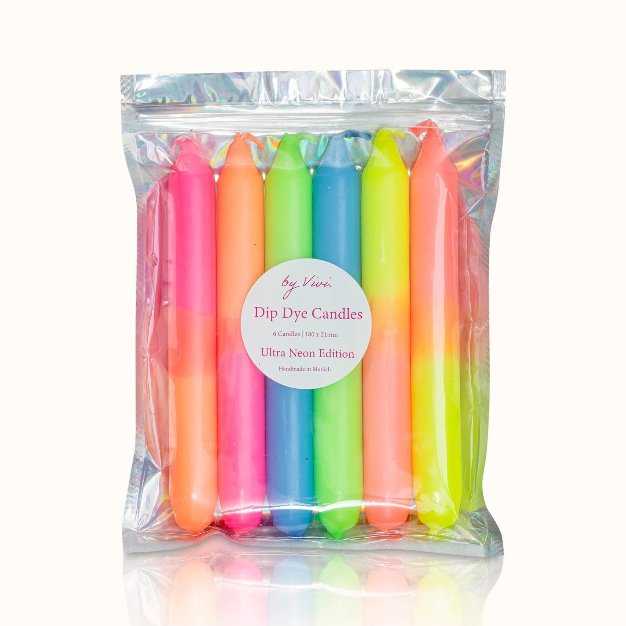 by Vivi Dip Dye Kerzen Set 6-teilig Ultra Neon Edition 18 x 2.2 cm