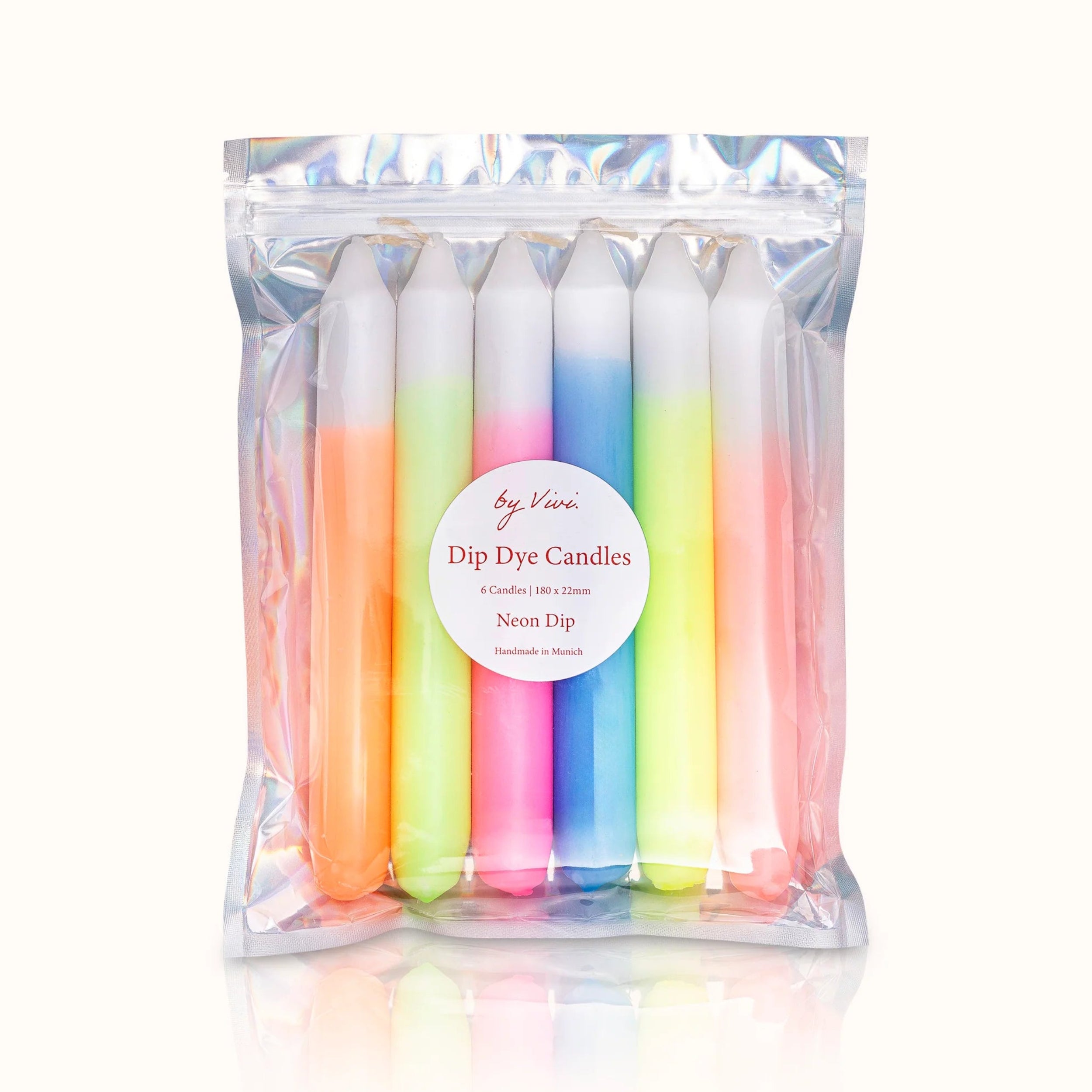 by Vivi Dip Dye Kerzen Set 6-teilig Neon Dip 18 x 2.2 cm