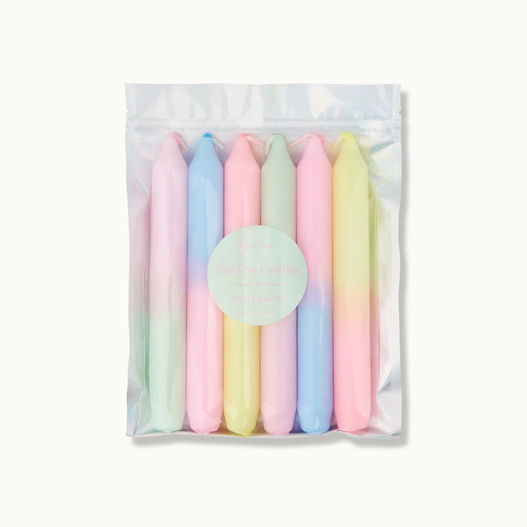 by Vivi Dip Dye Kerzen Set 6-teilig Pastell Confetti 18 x 2.2 cm
