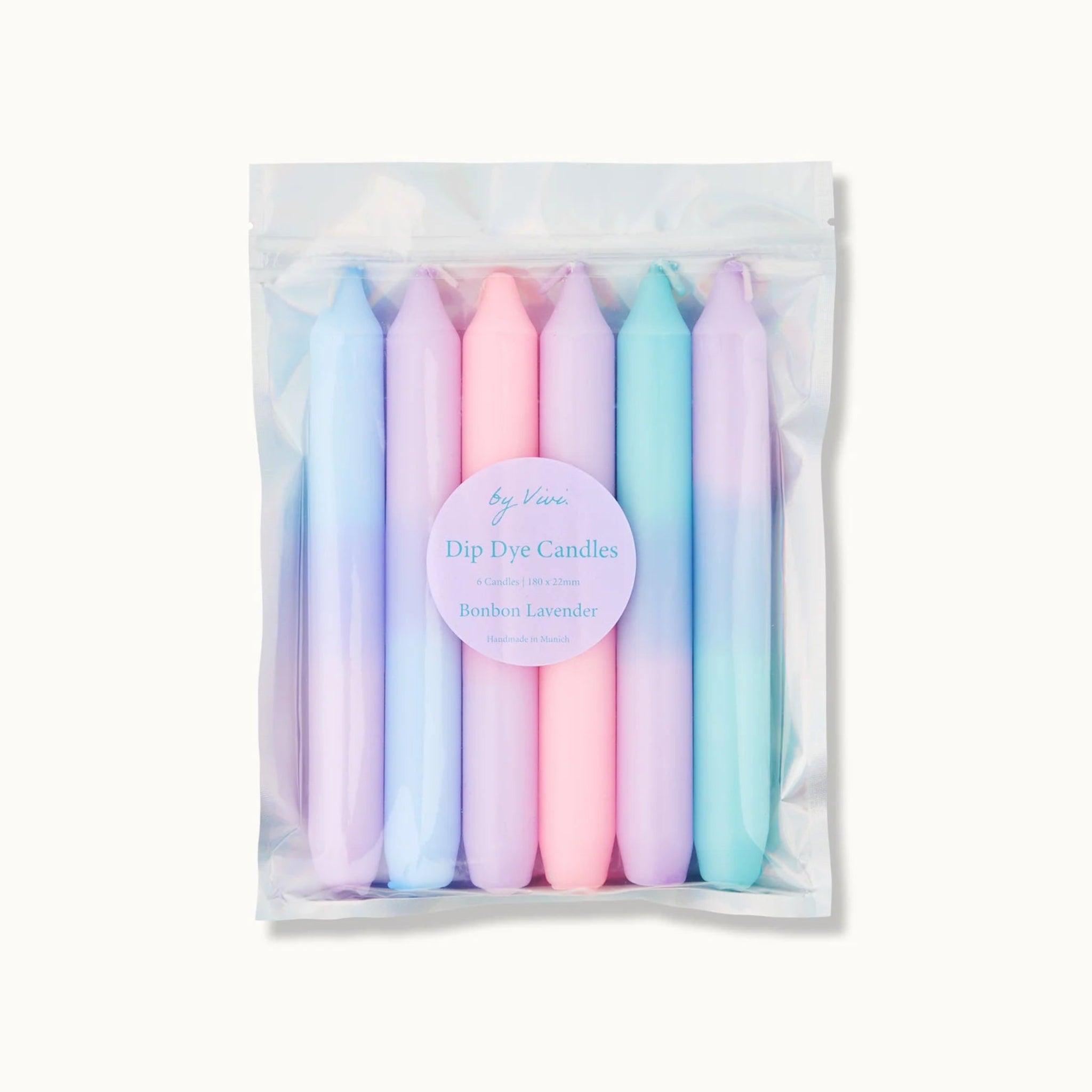 by Vivi Dip Dye Kerzen Set 6-teilig Bonbon Lavender 18 x 2.2 cm