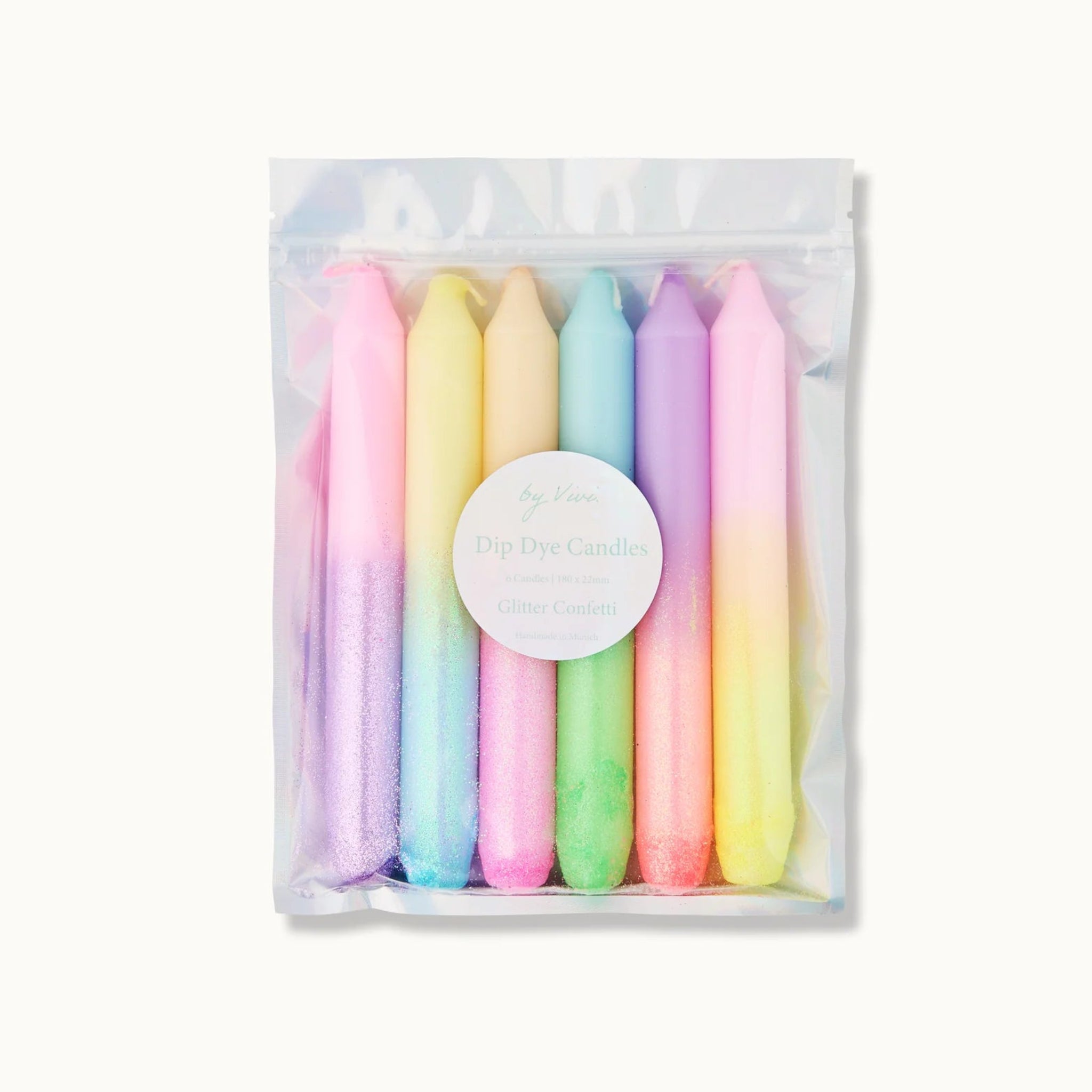 by Vivi Dip Dye Kerzen Set 6-teilig Glitter Confetti 18 x 2.2 cm