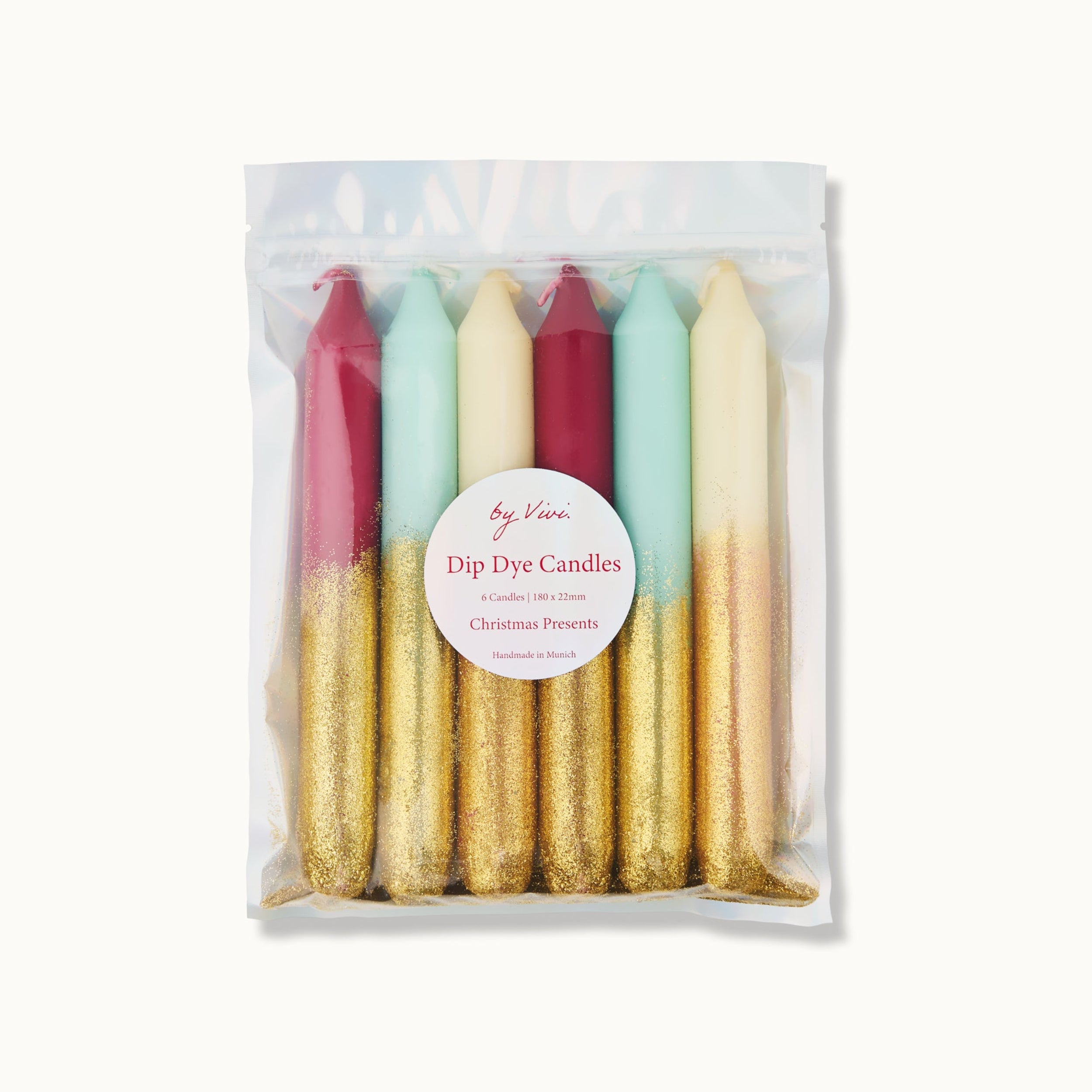 by Vivi Dip Dye Kerzen Set 6-teilig Glitter Christmas Present 18 x 2.2 cm
