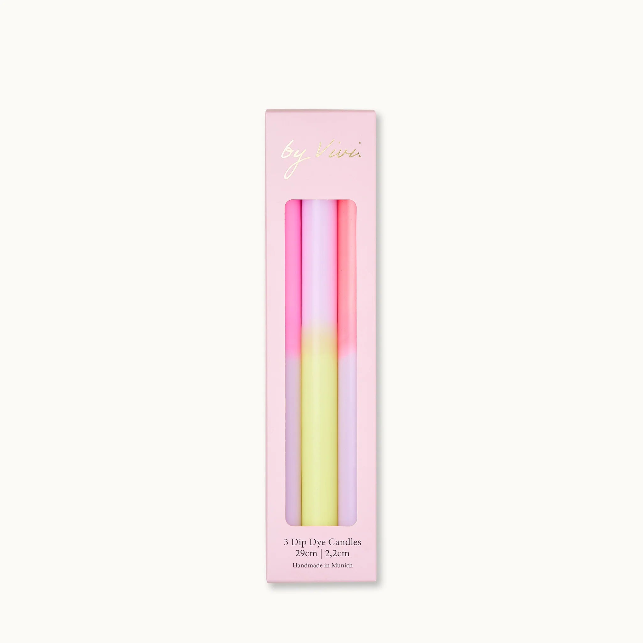 by Vivi Dip Dye Kerzen Set 3-teilig - lang Neon Lavender