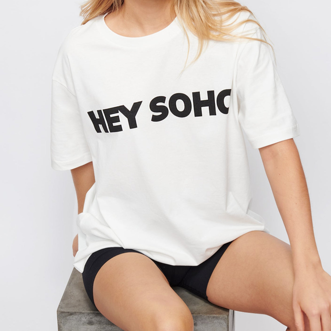 hey soho T-Shirt "Logo" Weiß Schwarz