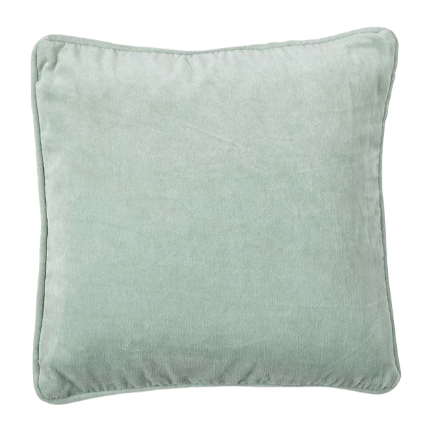 Ein rechteckiges, hellgrünes Kissen mit glatter Oberfläche.